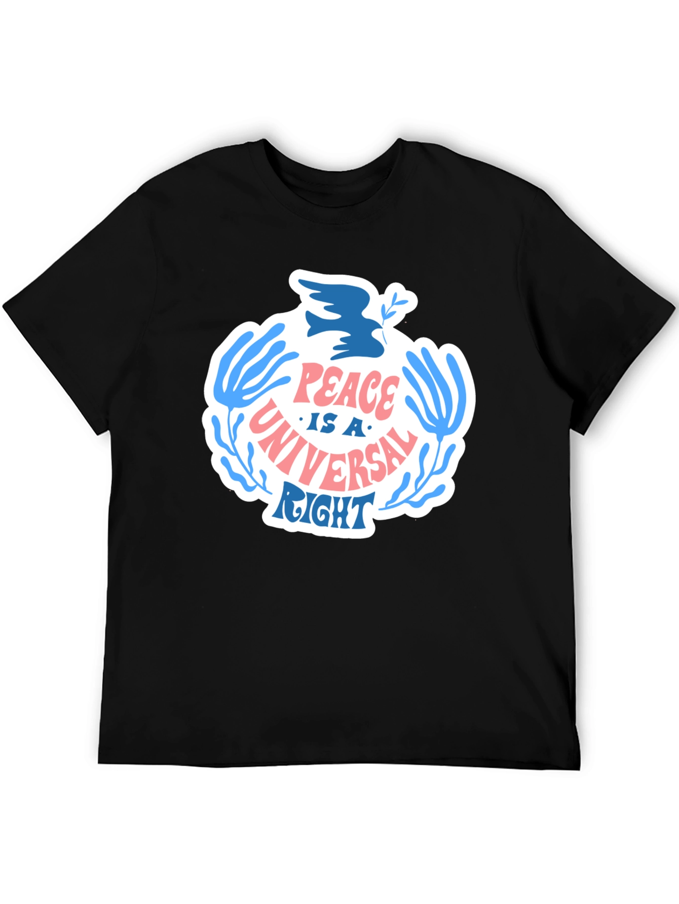 Peace Is A Universal Right Black Graphic T-Shirt
