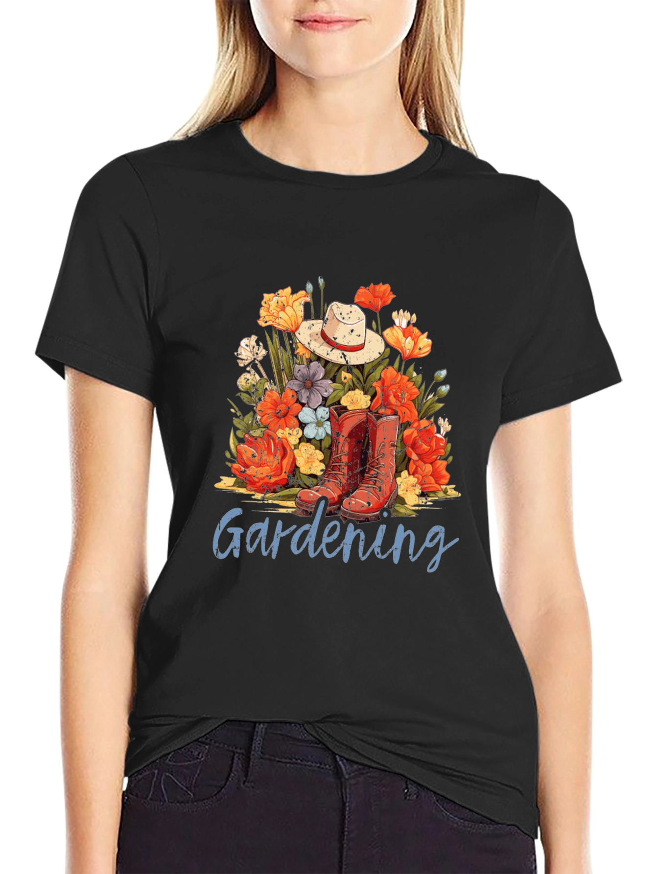 Gardening T-Shirt with Floral Design