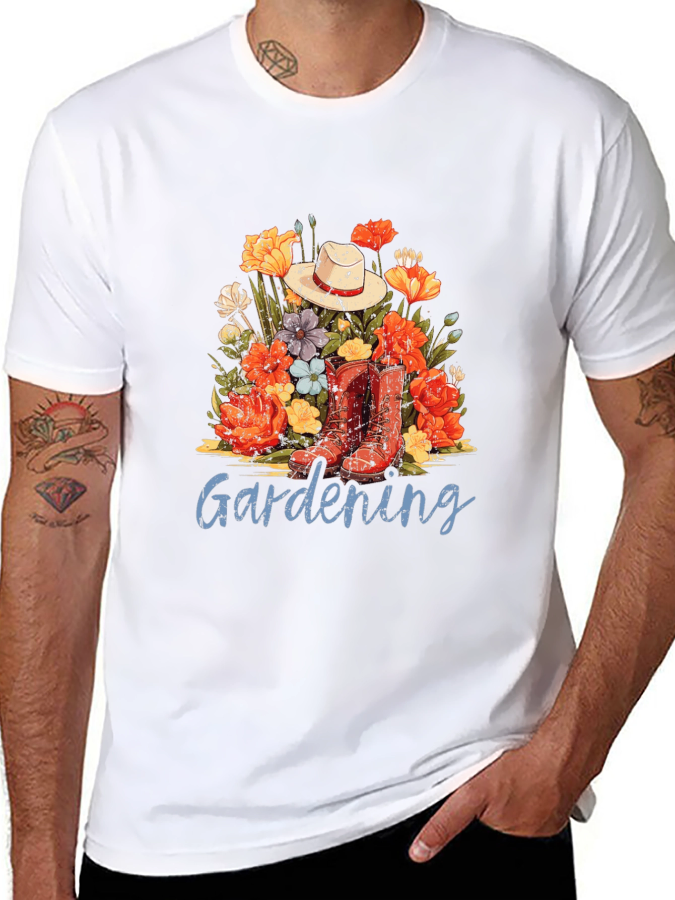 Gardening T-Shirt with Floral Design