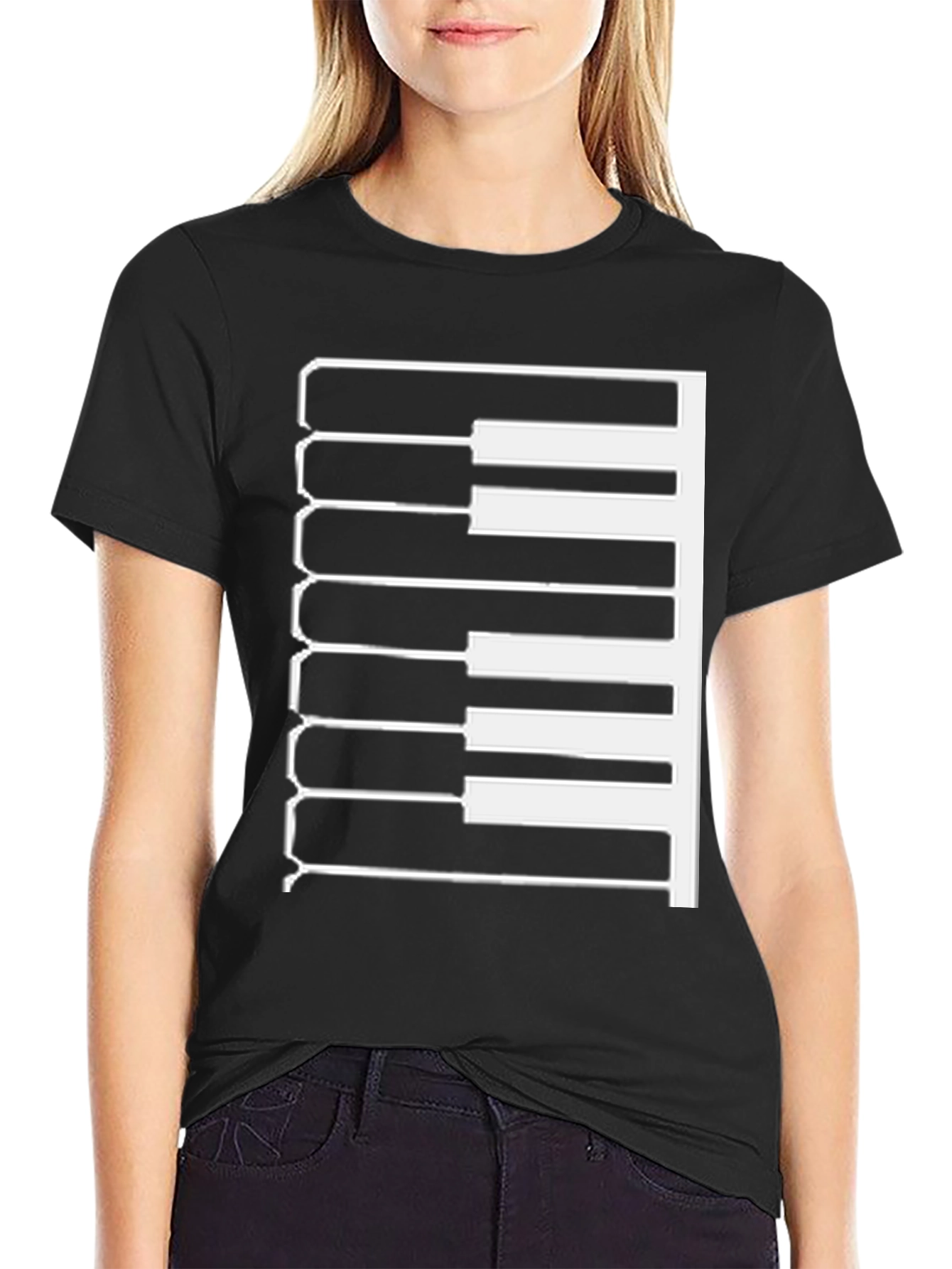 Piano Keys Graphic T-Shirt - Black
