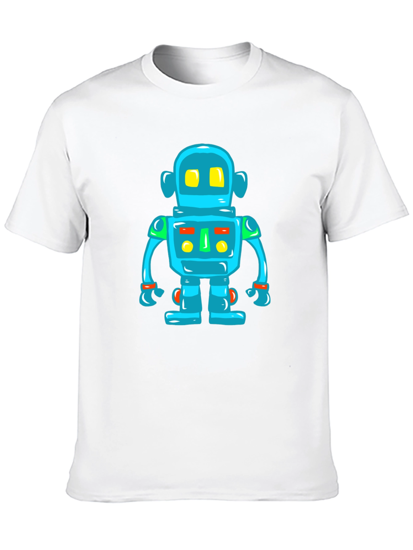 Fun Robot Graphic Tee - Black Cotton T-Shirt