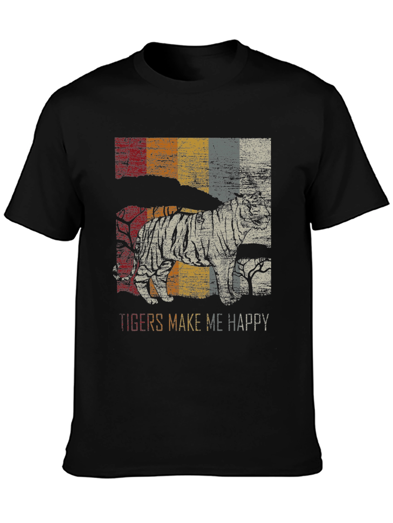 Retro Tiger Graphic T-Shirt - Mens Black Tee