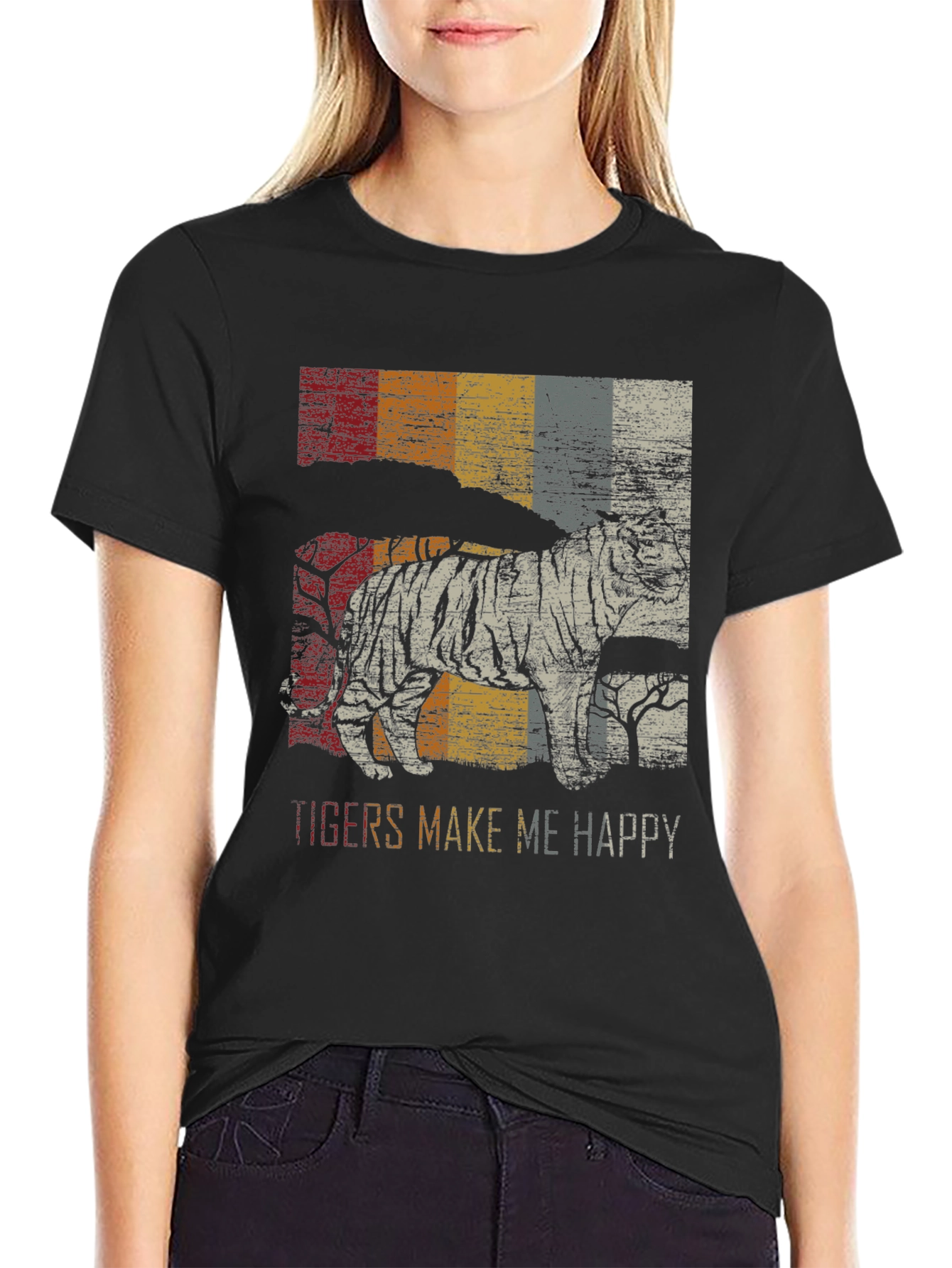 Retro Tiger Graphic T-Shirt - Mens Black Tee