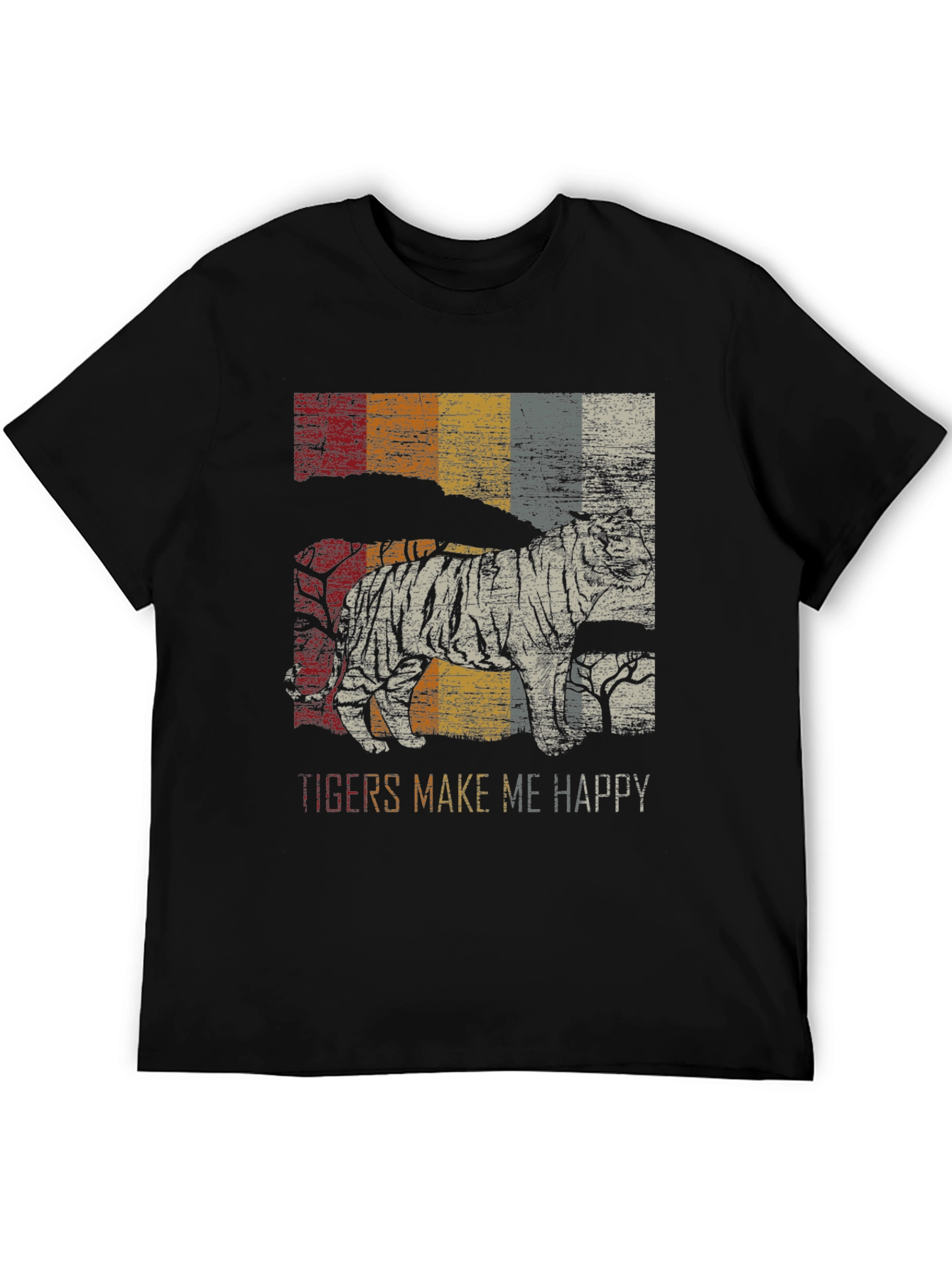 Retro Tiger Graphic T-Shirt - Mens Black Tee