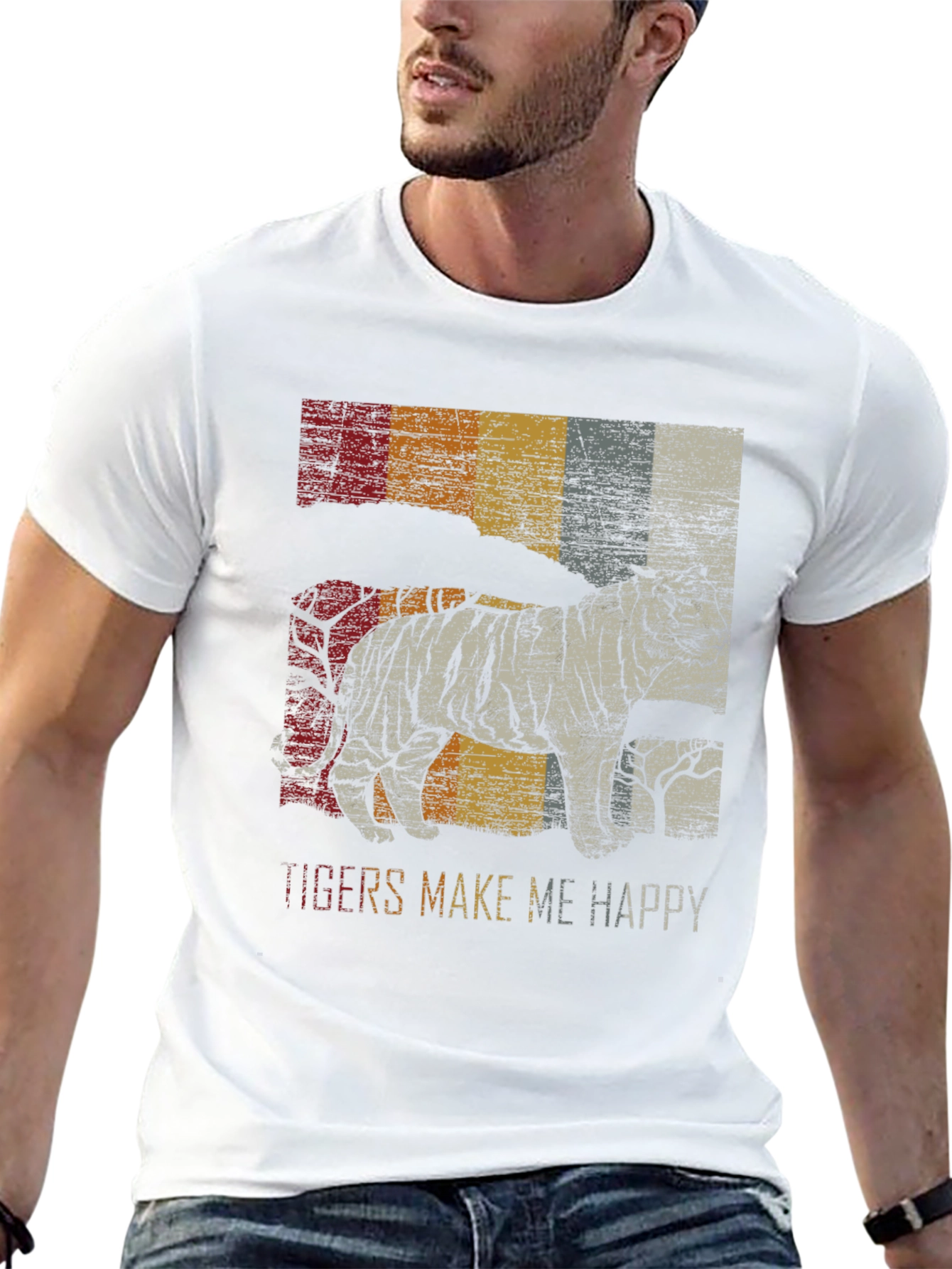 Retro Tiger Graphic T-Shirt - Mens Black Tee