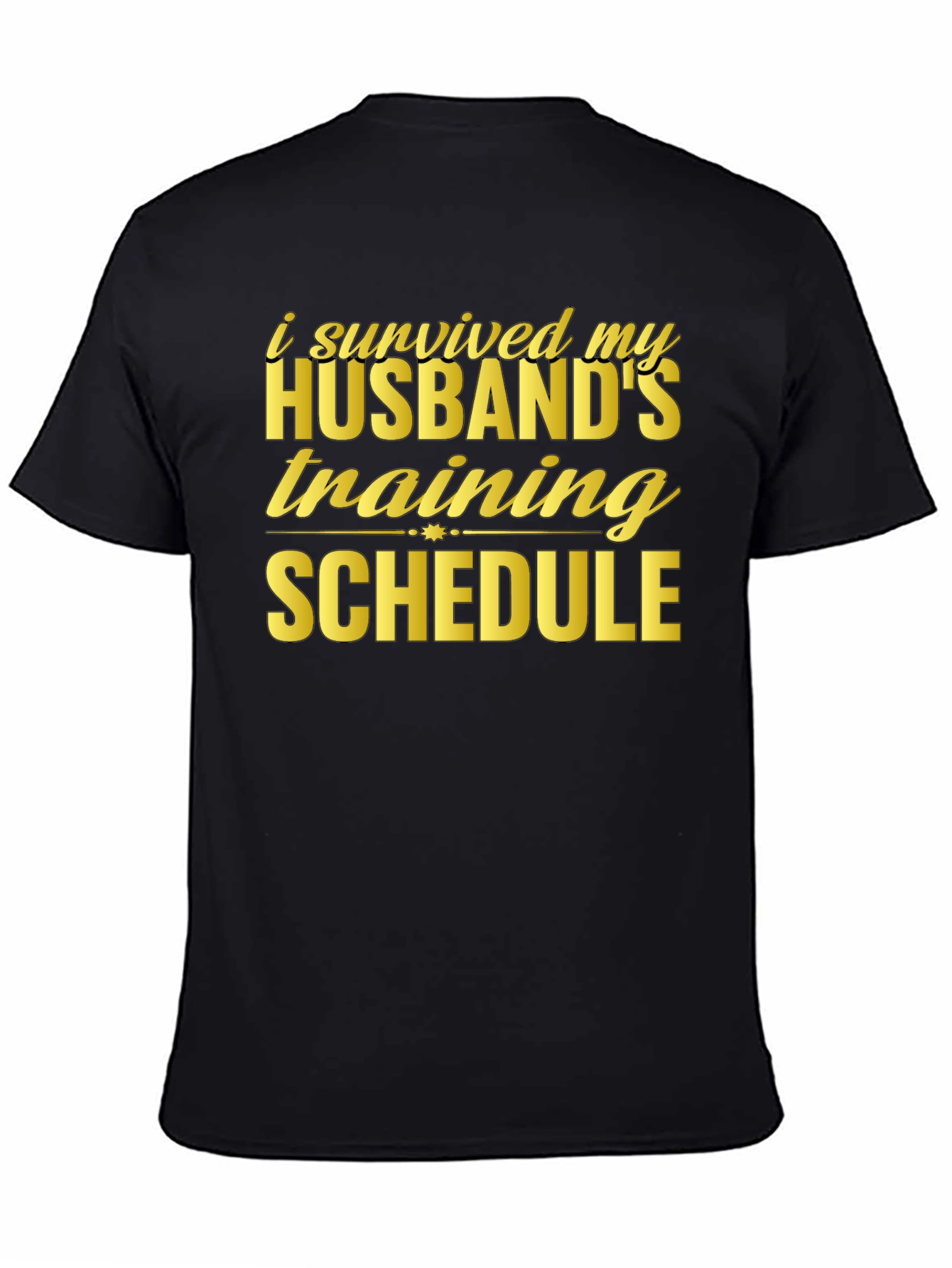 Humorous I Survived Husband Training Black T-Shirt