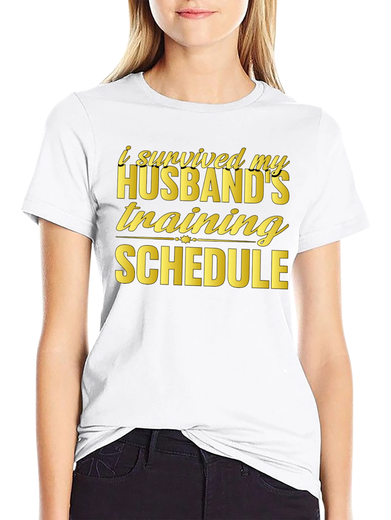 Humorous I Survived Husband Training Black T-Shirt