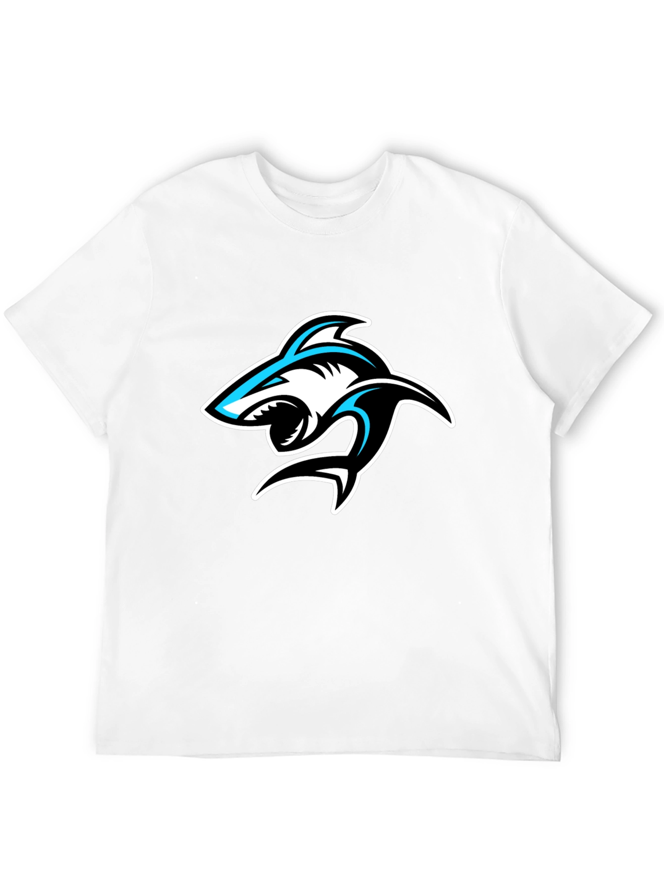 Shark Graphic Print Crew Neck T-Shirt - Black