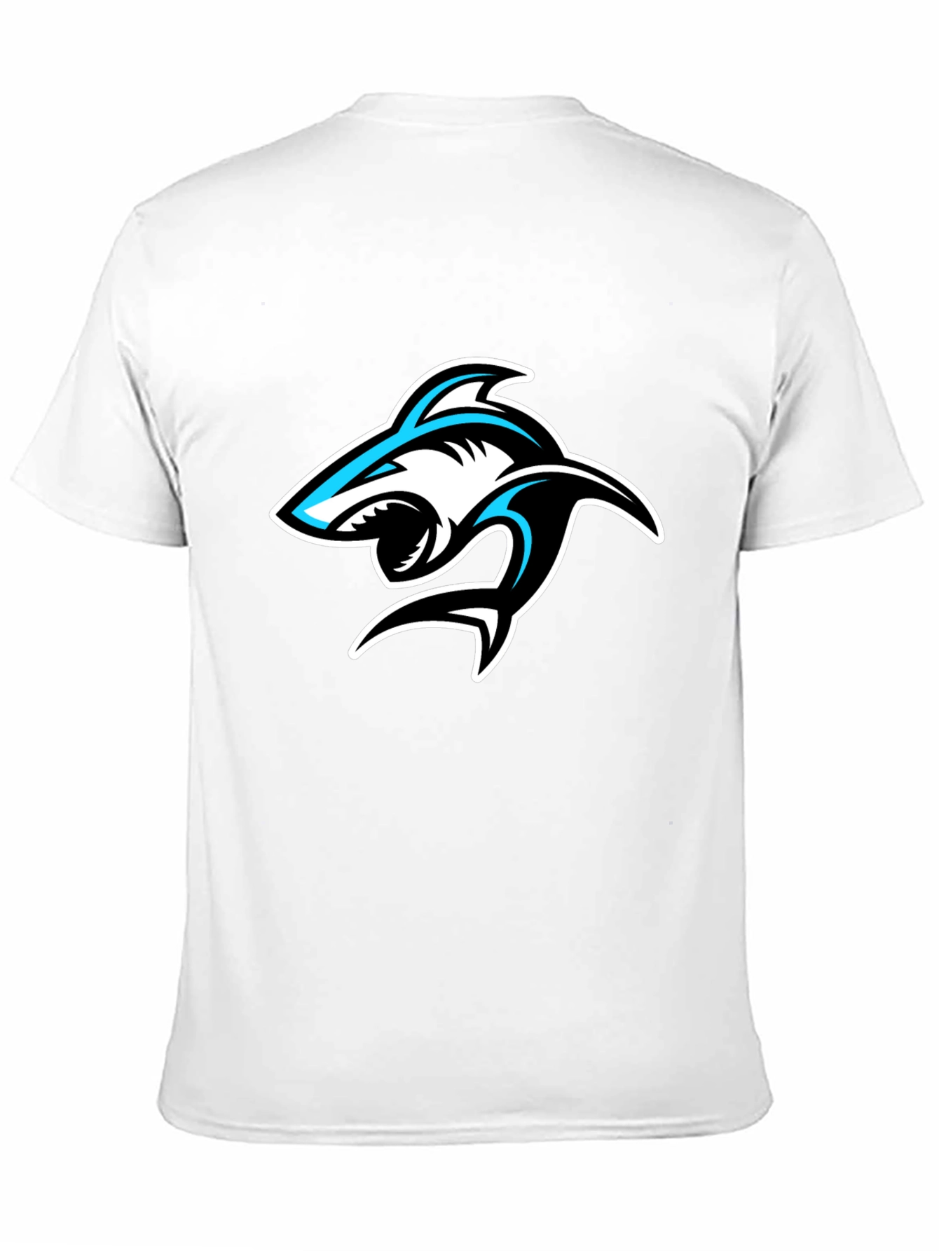 Shark Graphic Print Crew Neck T-Shirt - Black