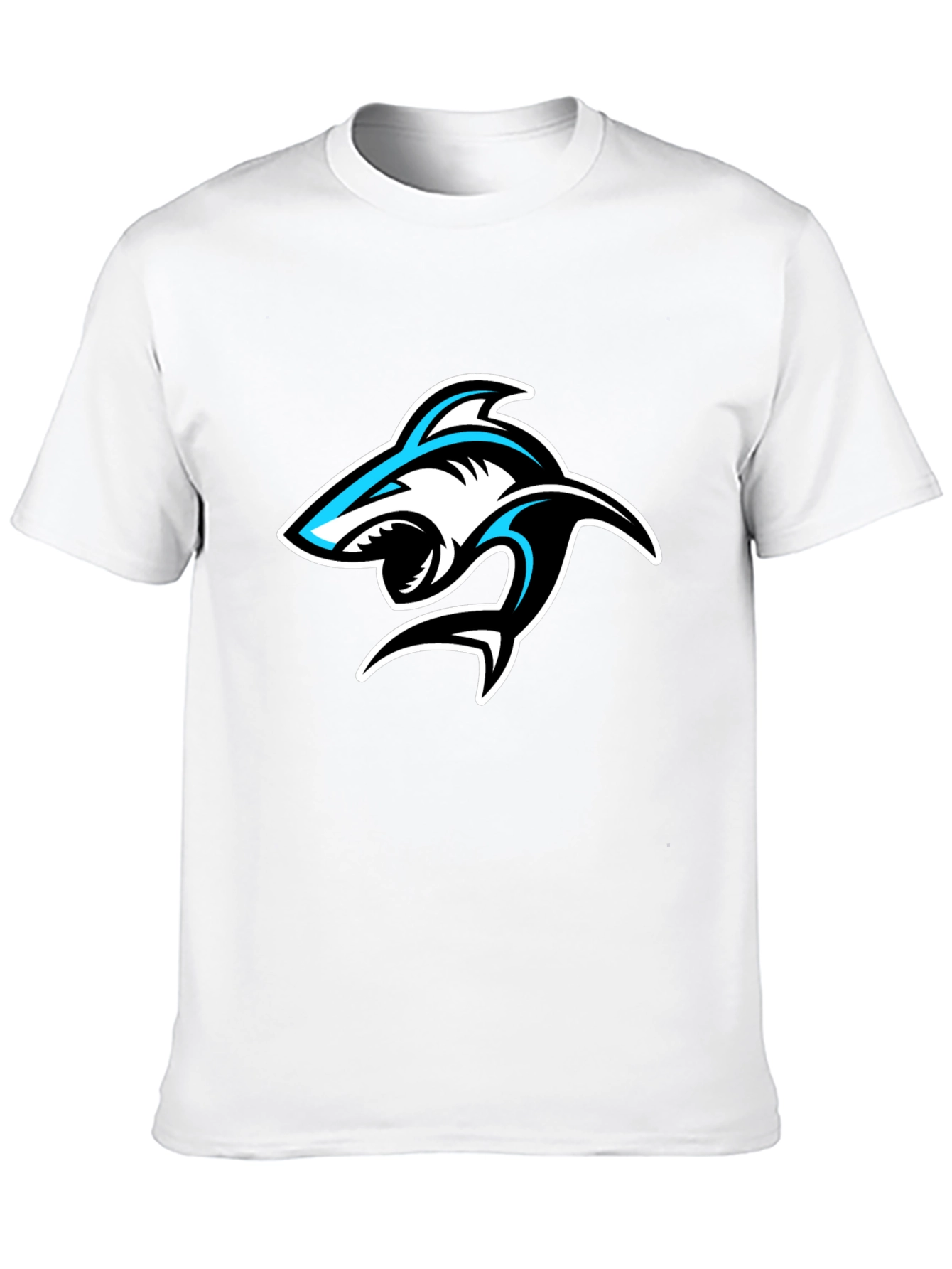 Shark Graphic Print Crew Neck T-Shirt - Black