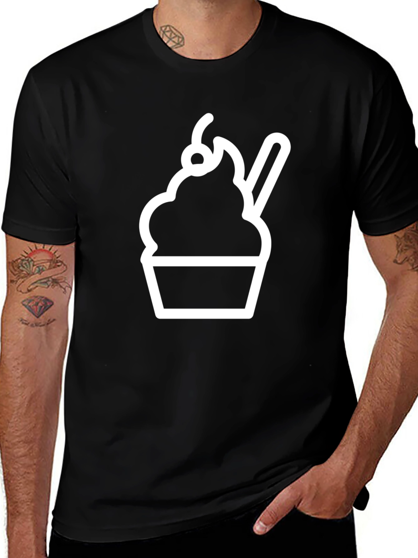 Cupcake Graphic T-Shirt - Casual Black Tee