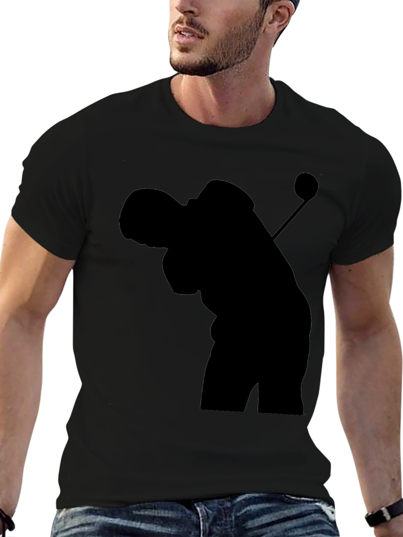 Golfer Silhouette Tee - Black Graphic T-Shirt