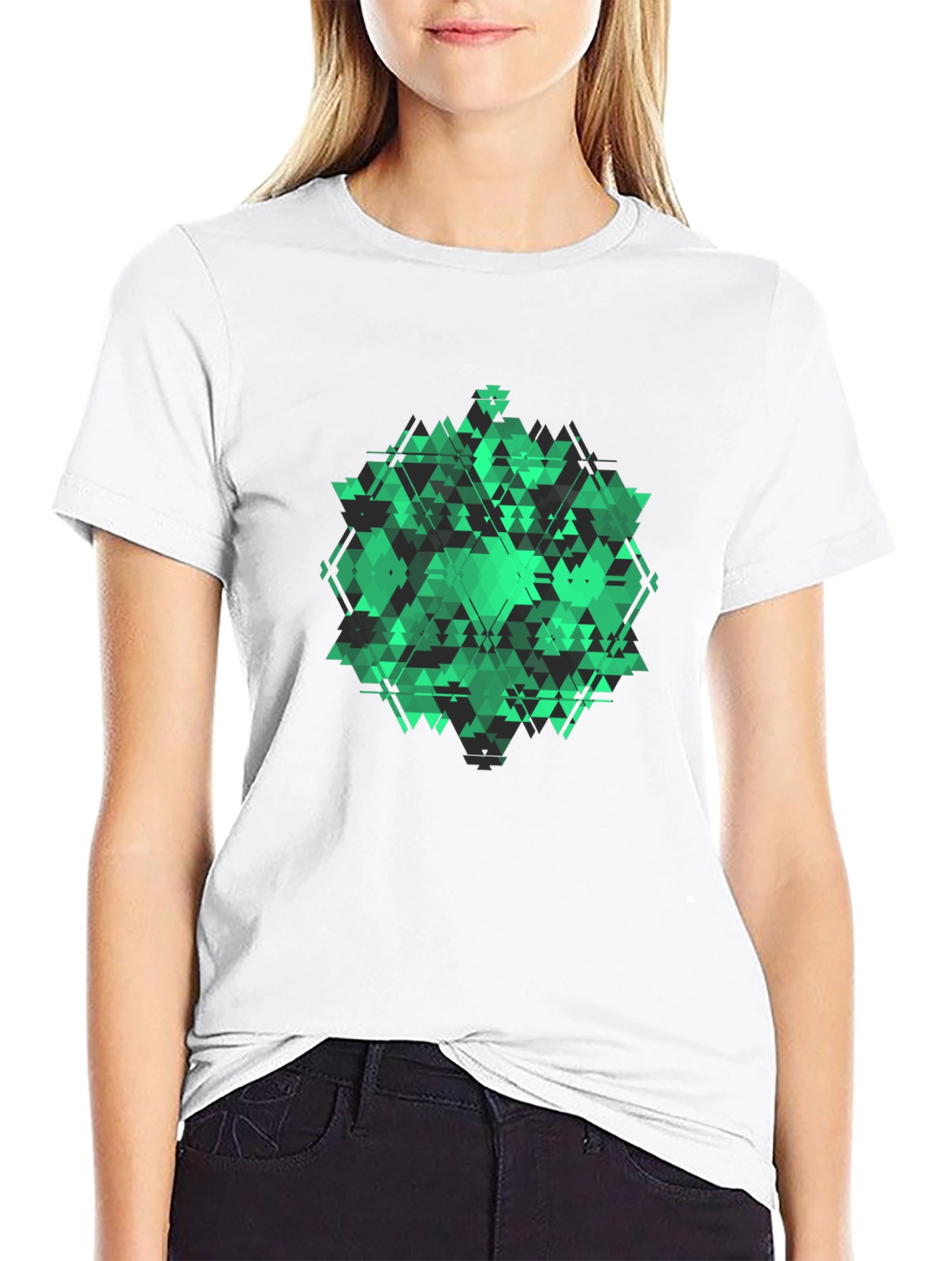Geometric Green Graphic Tee - Modern Style