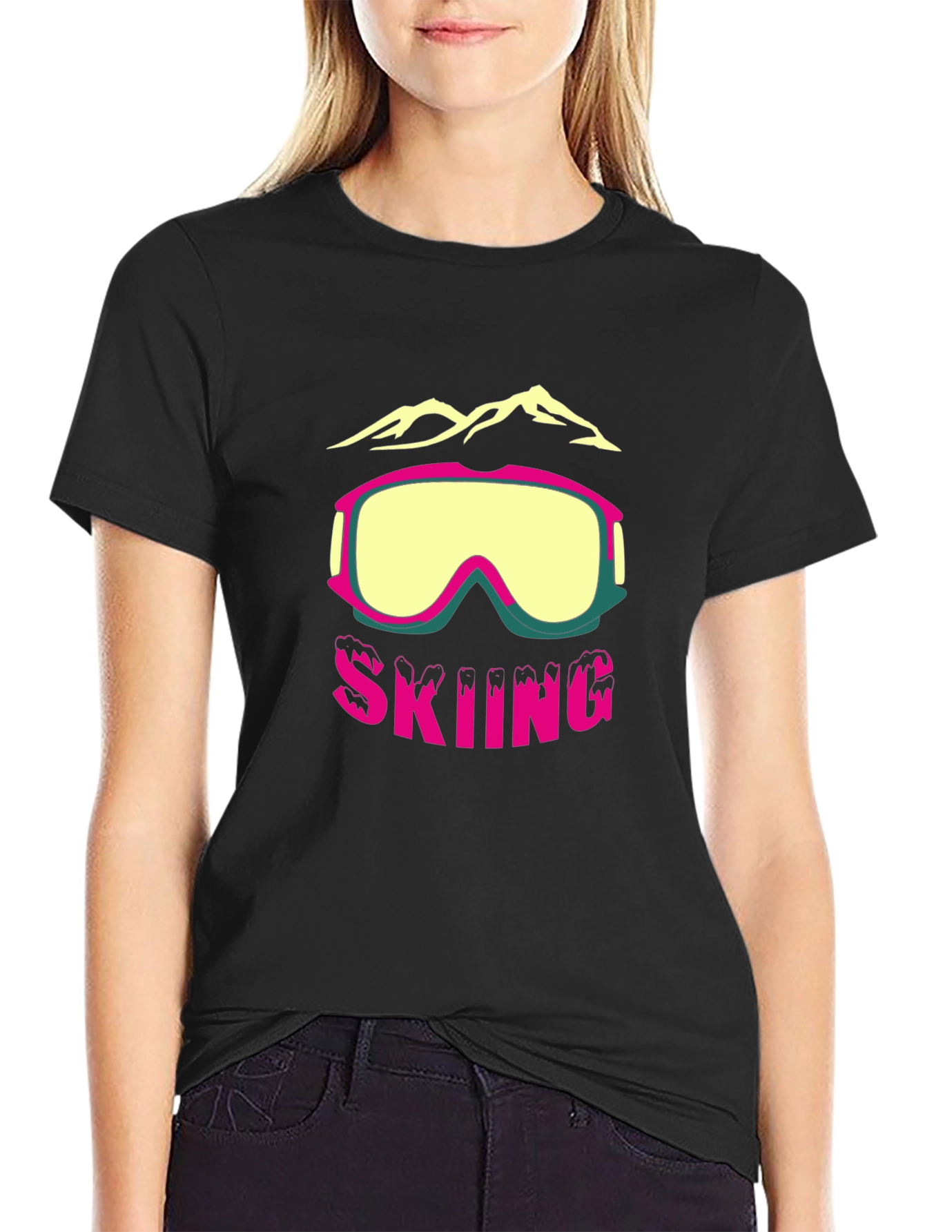 Skiing Graphic Tee - Mountain Goggles Design