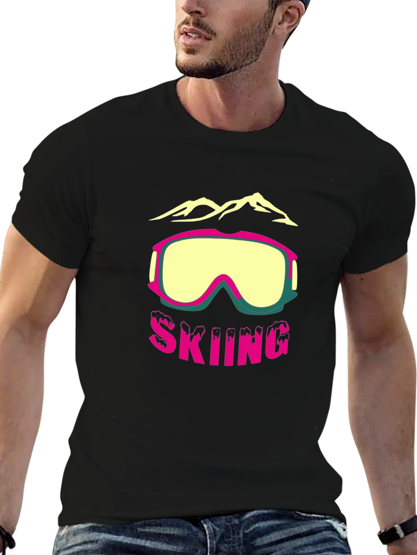 Skiing Graphic Tee - Mountain Goggles Design