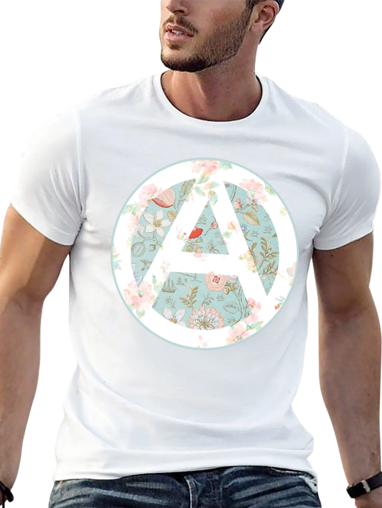 Floral Anarchy Symbol Graphic Black Tee