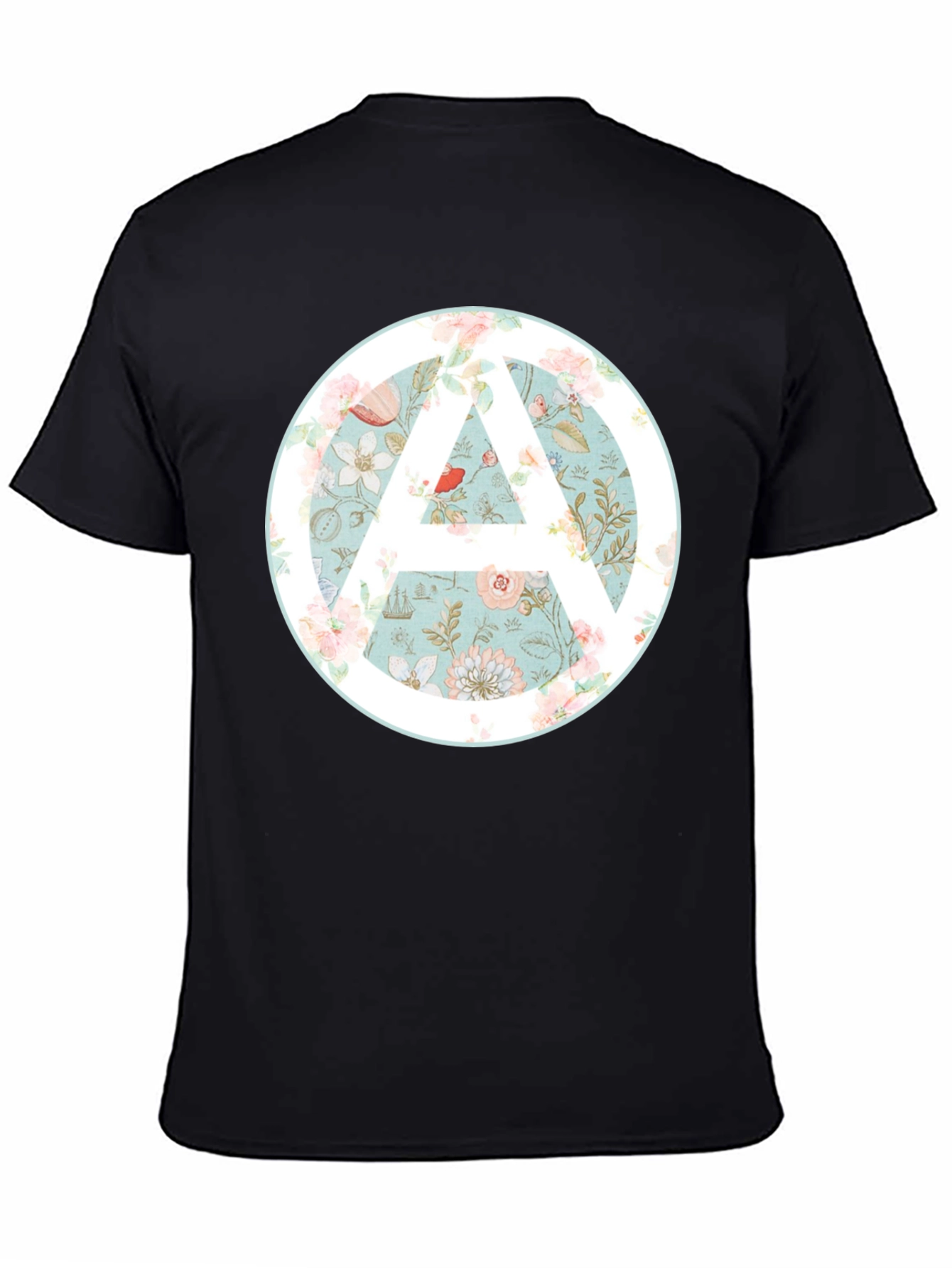 Floral Anarchy Symbol Graphic Black Tee