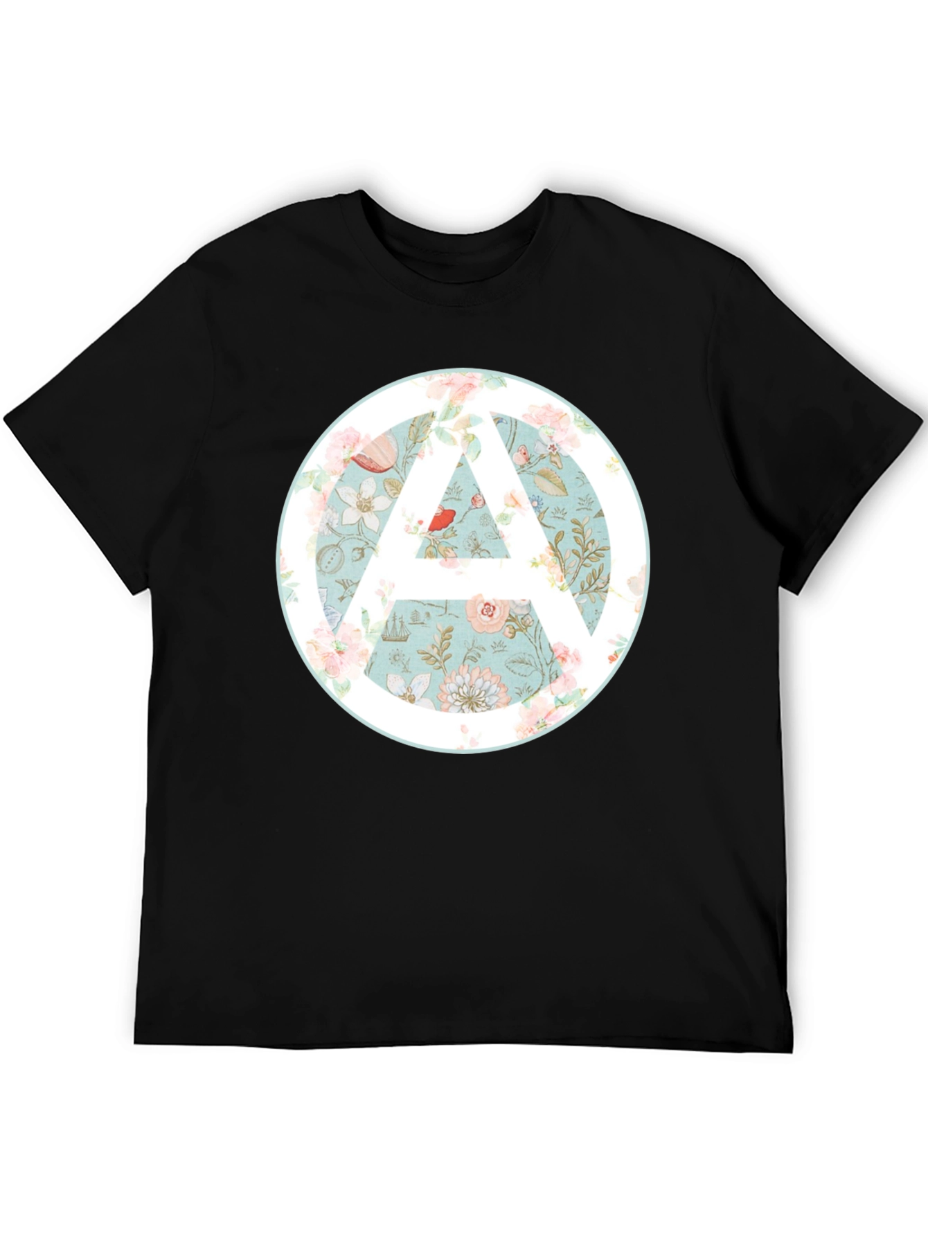 Floral Anarchy Symbol Graphic Black Tee