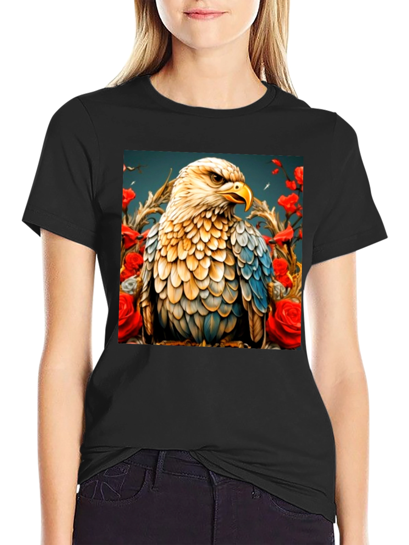 Eagle Art Graphic T-Shirt - Black