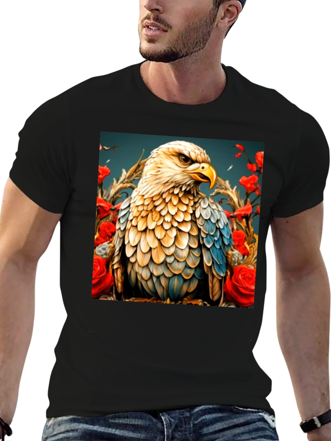 Eagle Art Graphic T-Shirt - Black