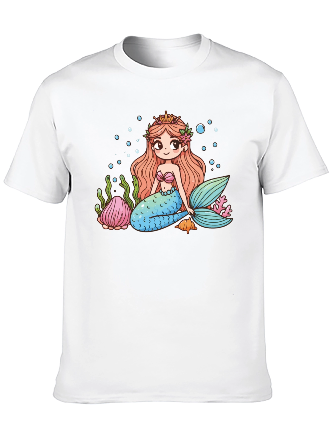 Mermaid Graphic Tee - Cute Cartoon Sea Life Design