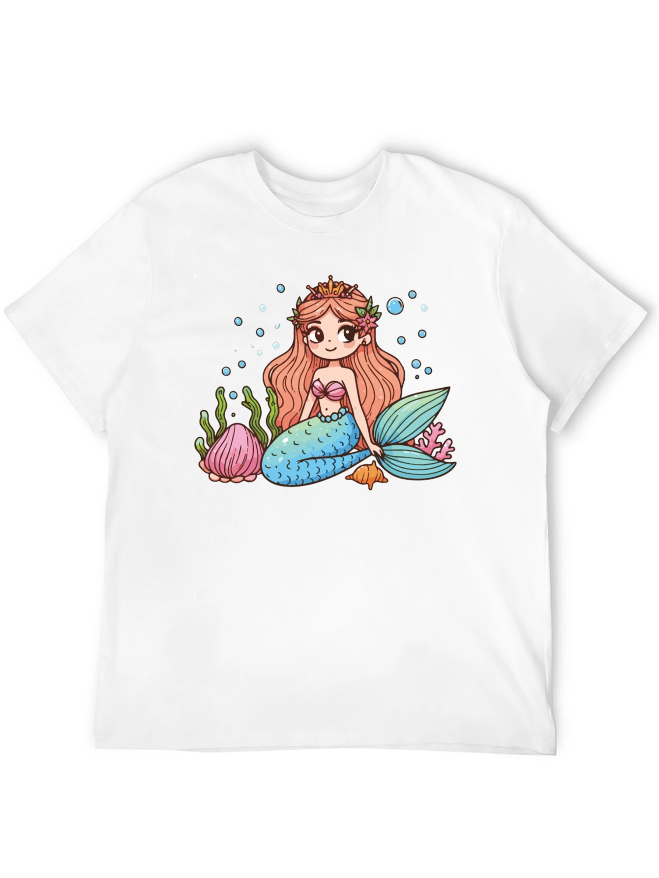 Mermaid Graphic Tee - Cute Cartoon Sea Life Design