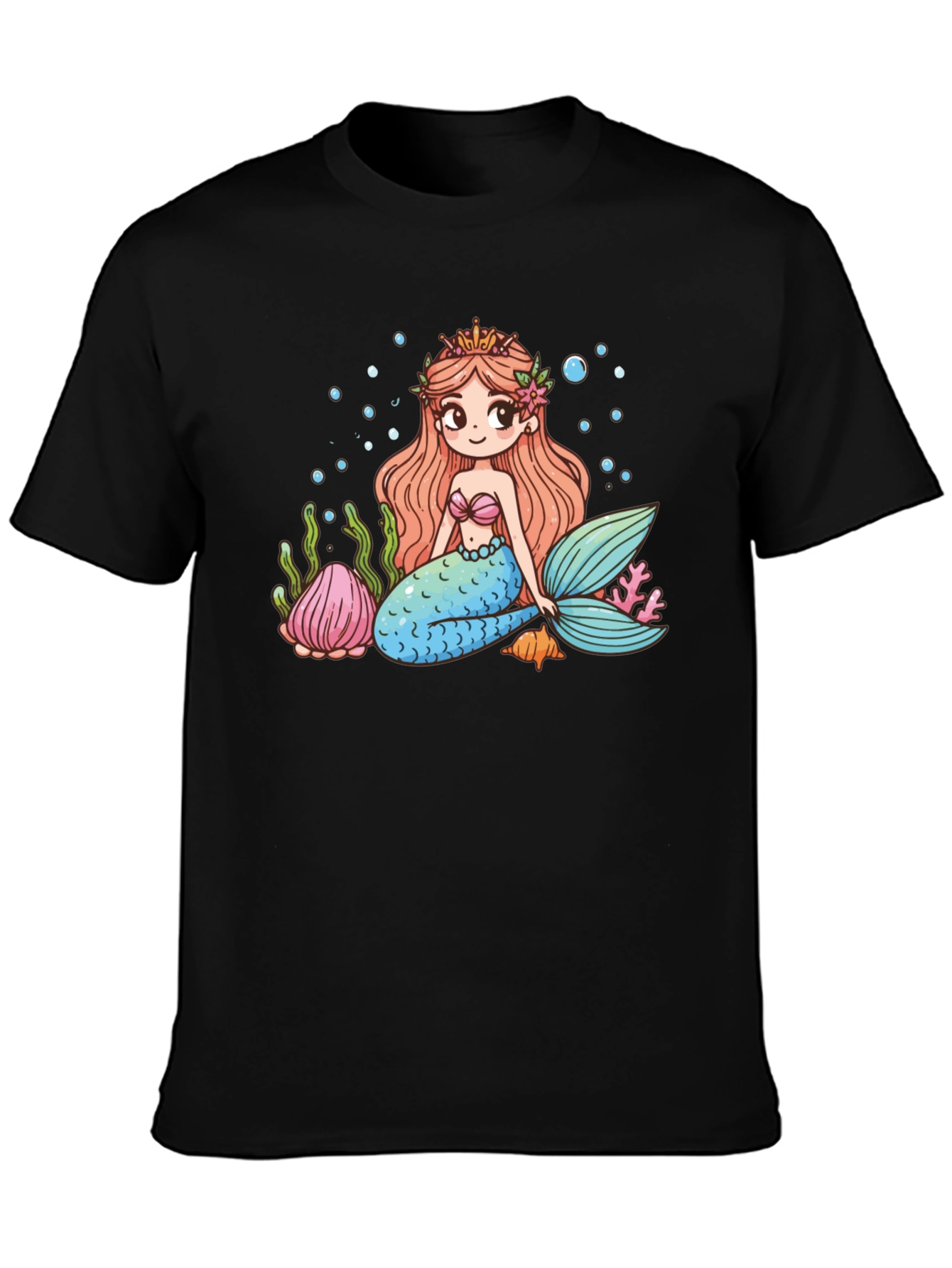 Mermaid Graphic Tee - Cute Cartoon Sea Life Design