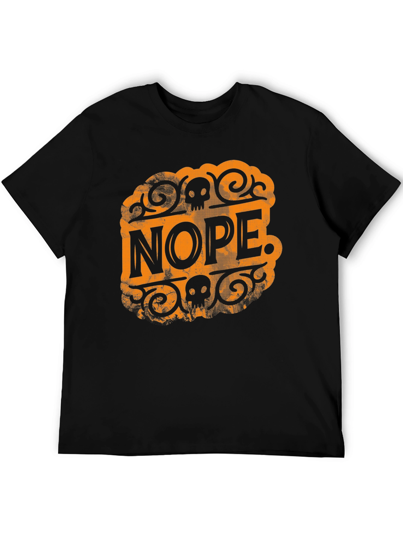 Nope Skull Graphic T-Shirt - Black Crew Neck Tee