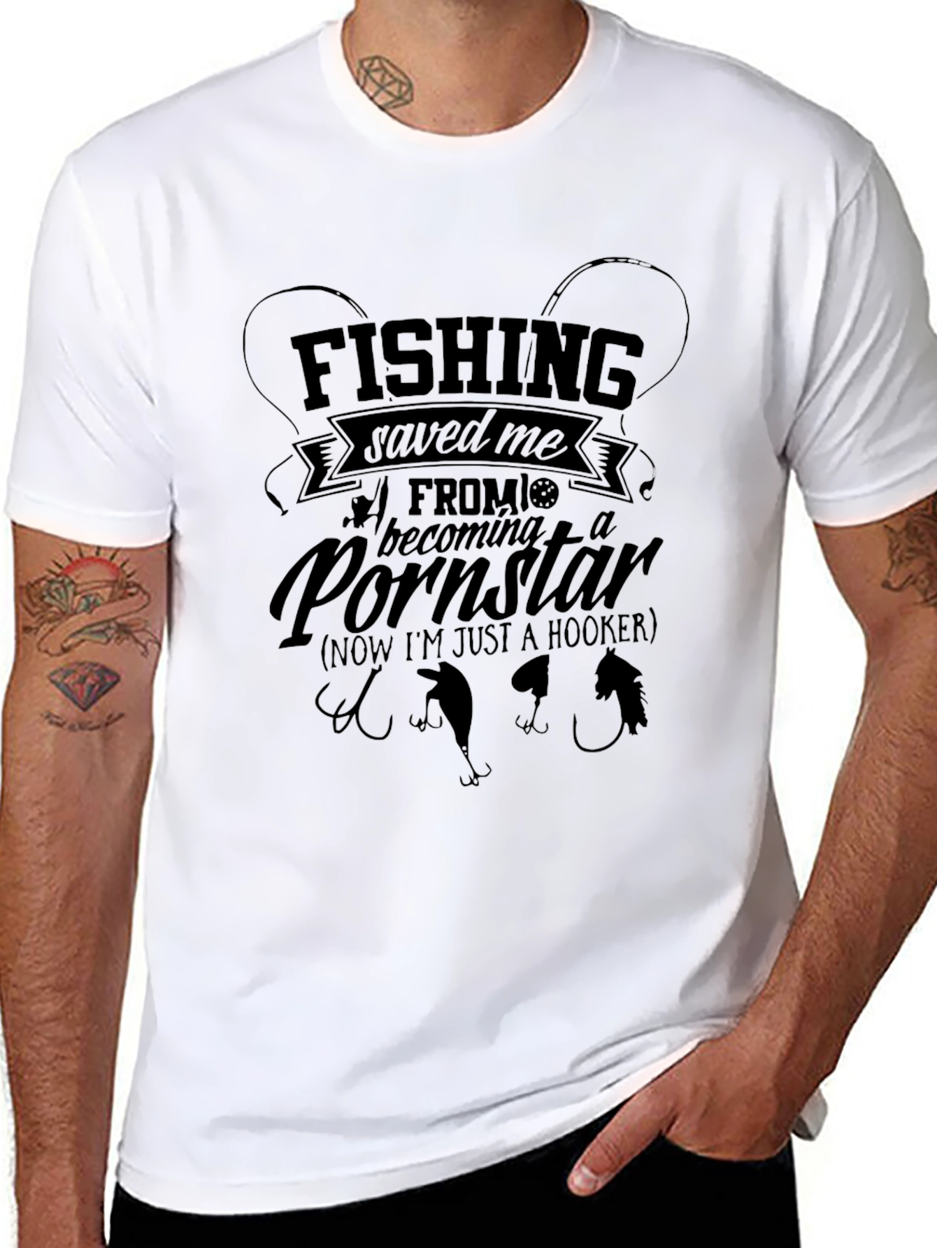 Fishing Saved Me Funny Graphic T-Shirt