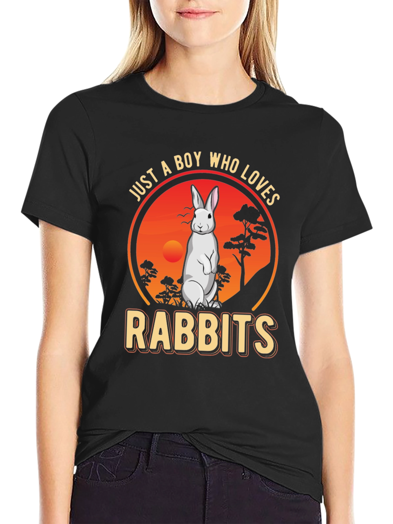 Boy Who Loves Rabbits Graphic T-Shirt