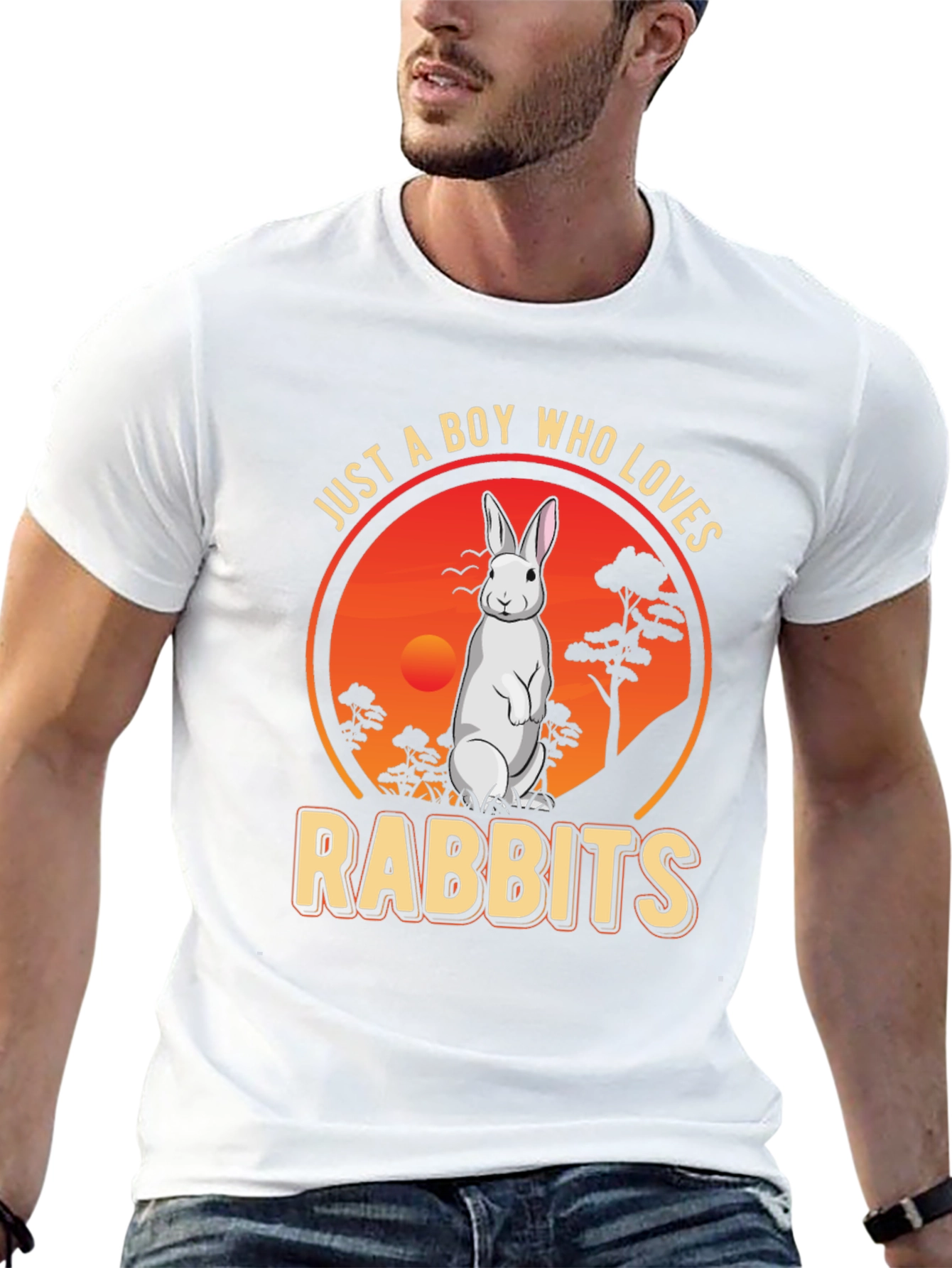 Boy Who Loves Rabbits Graphic T-Shirt