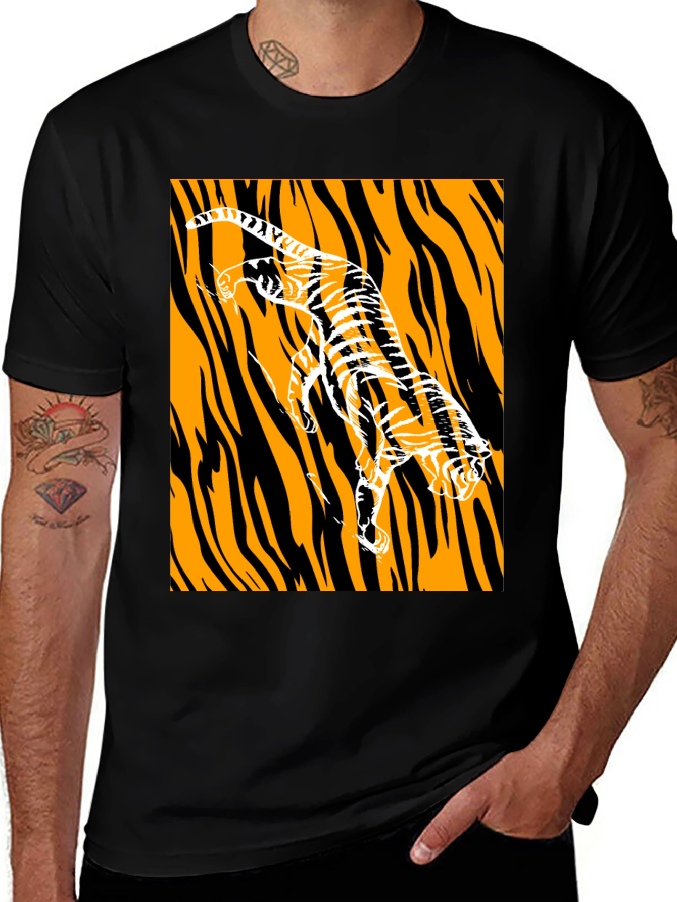 Tiger Graphic Print Black T-Shirt