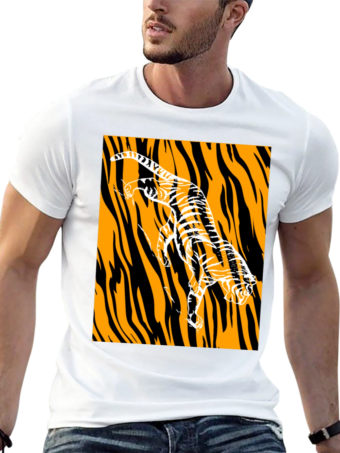 Tiger Graphic Print Black T-Shirt