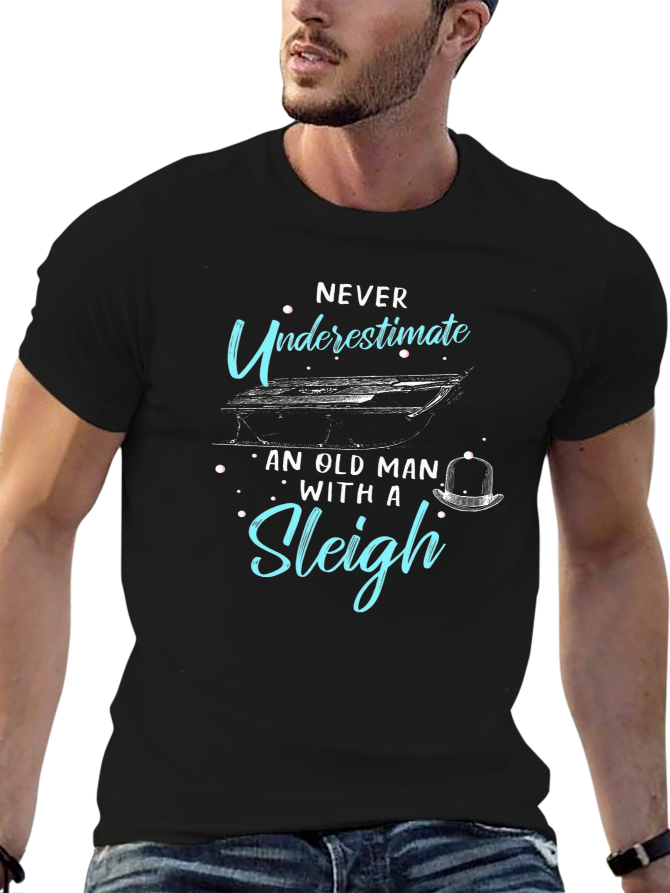 Never Underestimate Old Man Sleigh T-Shirt