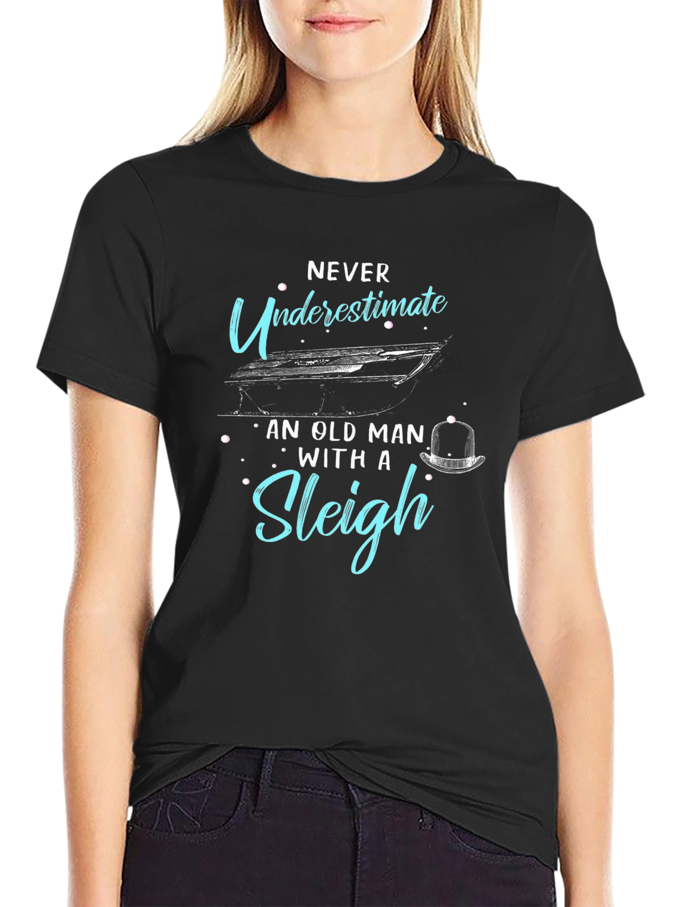 Never Underestimate Old Man Sleigh T-Shirt
