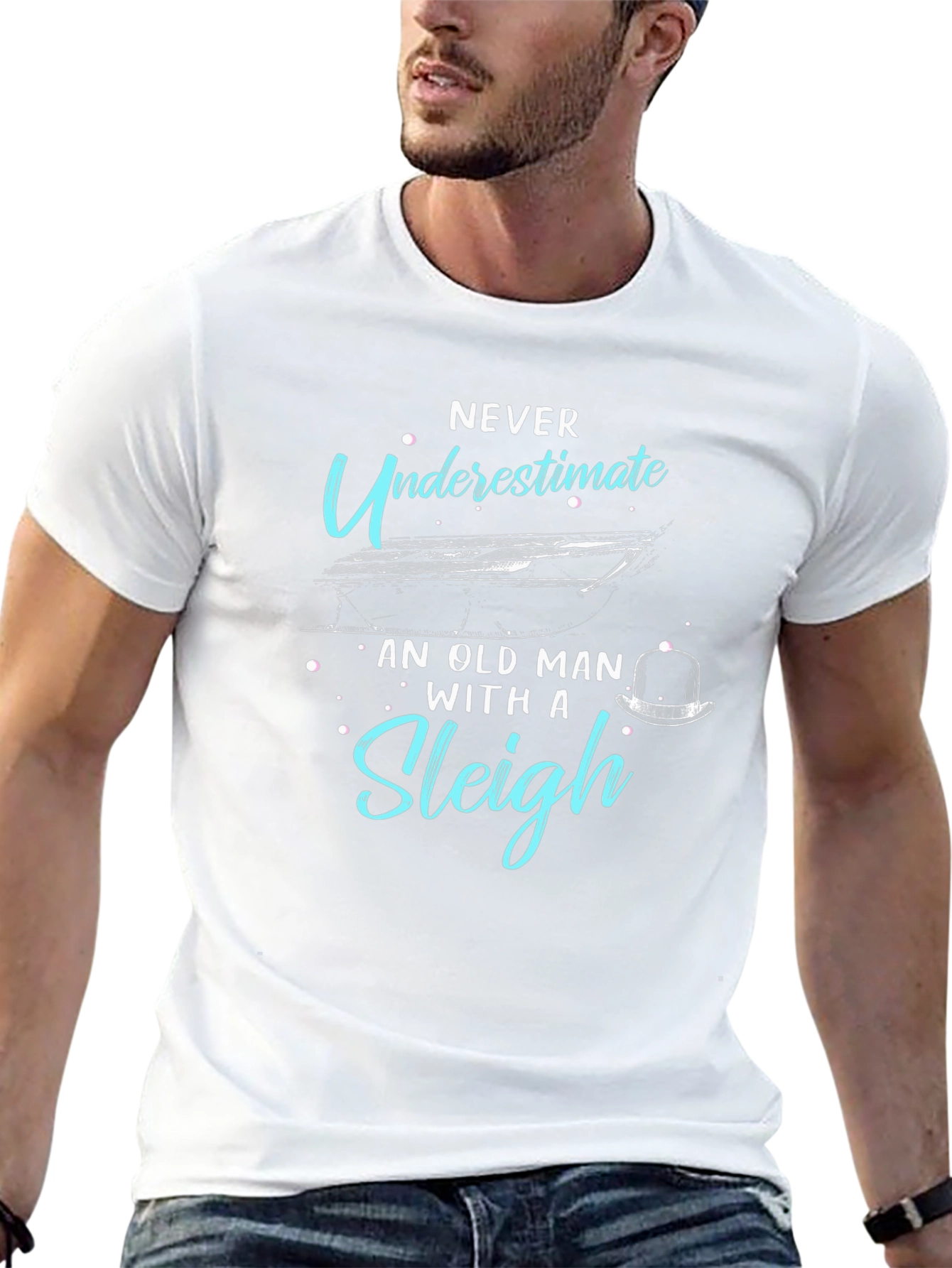 Never Underestimate Old Man Sleigh T-Shirt