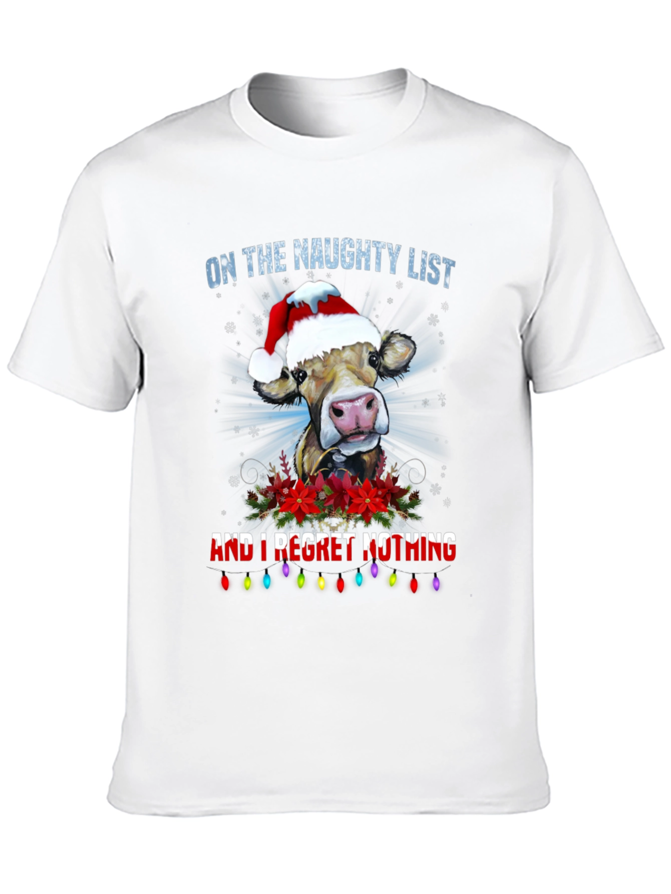 Naughty List Cow Christmas T-Shirt