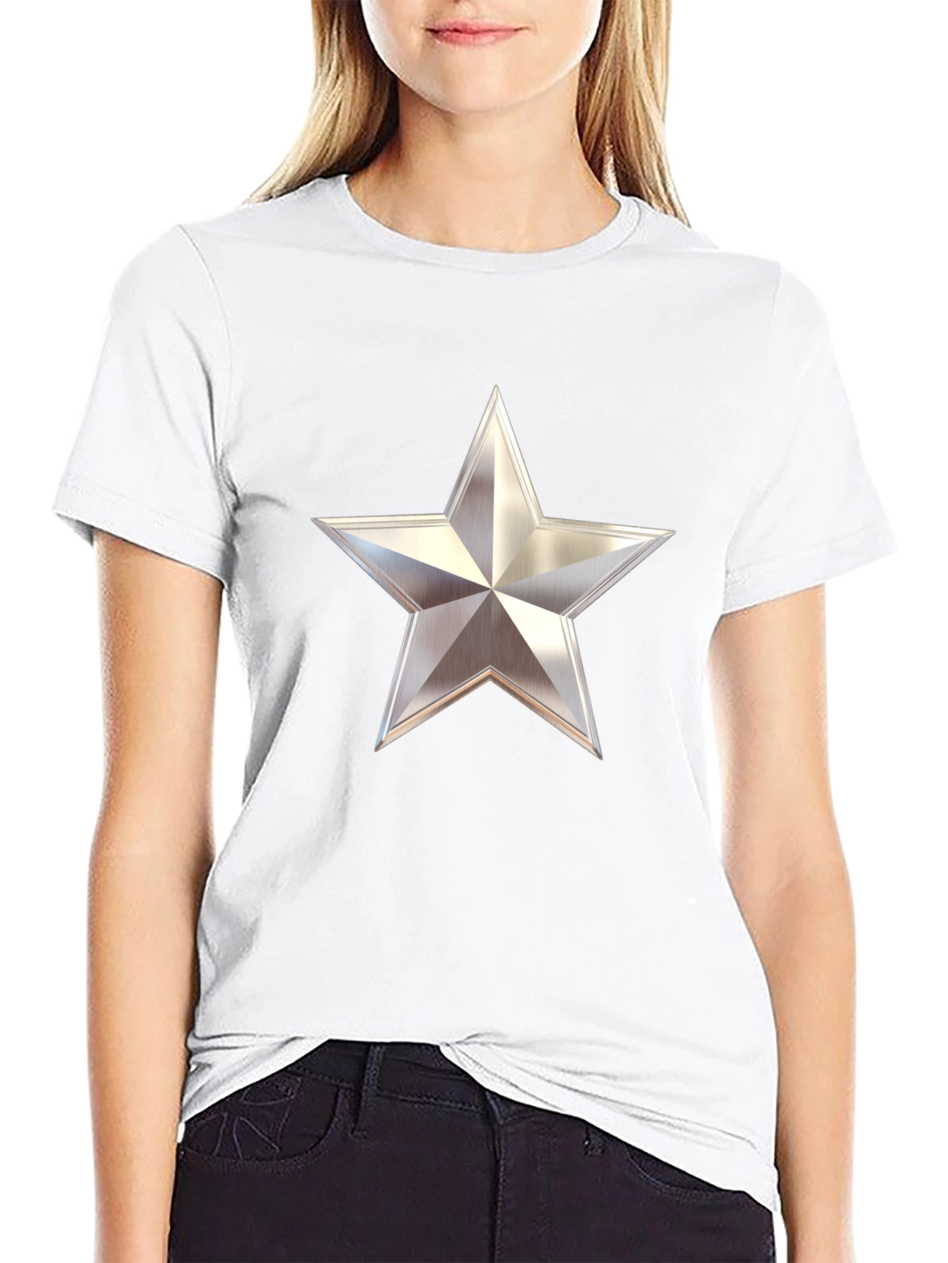 Bold Star Graphic Tee - Mens Black Cotton T-Shirt