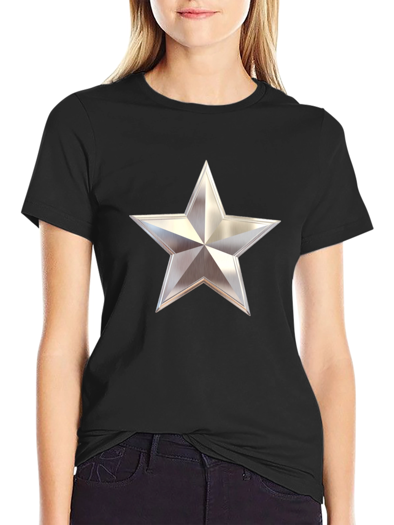 Bold Star Graphic Tee - Mens Black Cotton T-Shirt