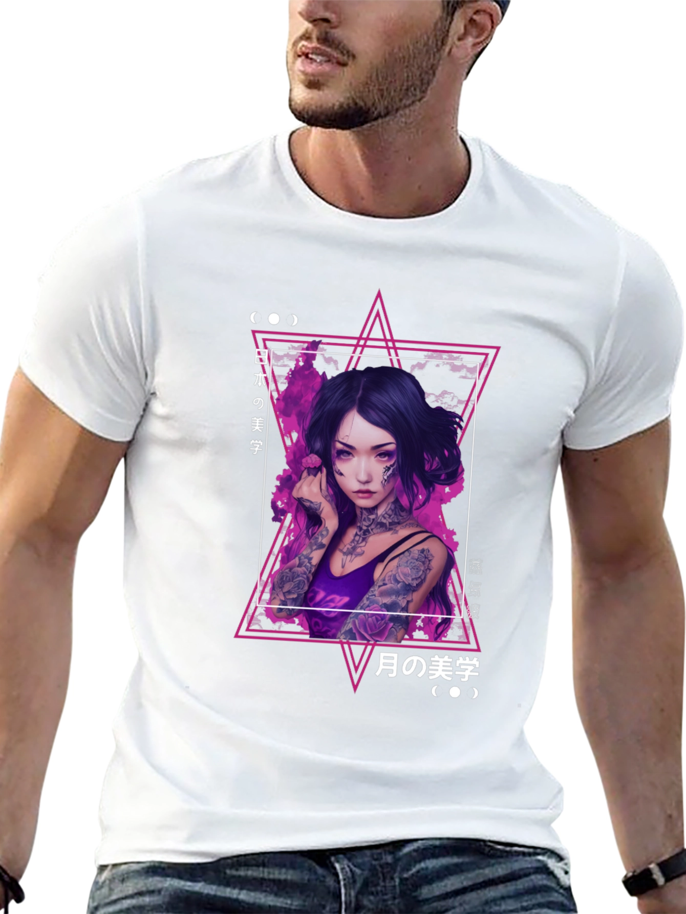 Edgy T-Shirt with Japanese Graphic Design