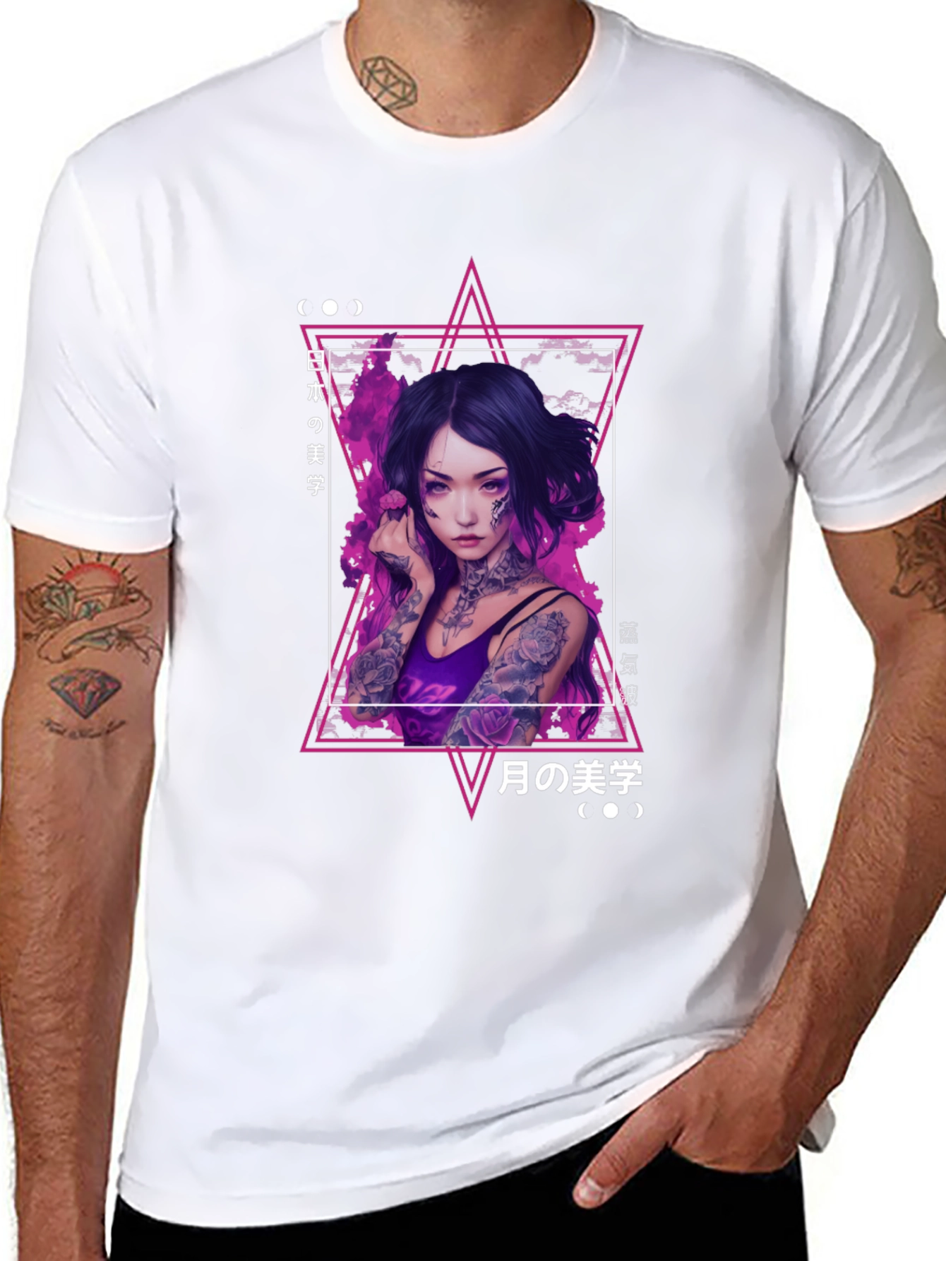Edgy T-Shirt with Japanese Graphic Design