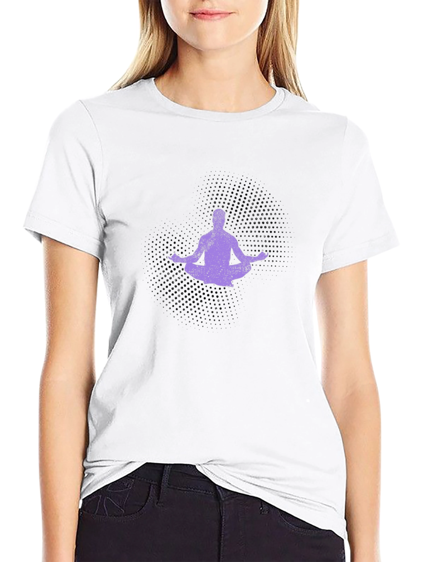 Yoga Meditation Graphic Tee - Black Cotton Comfort