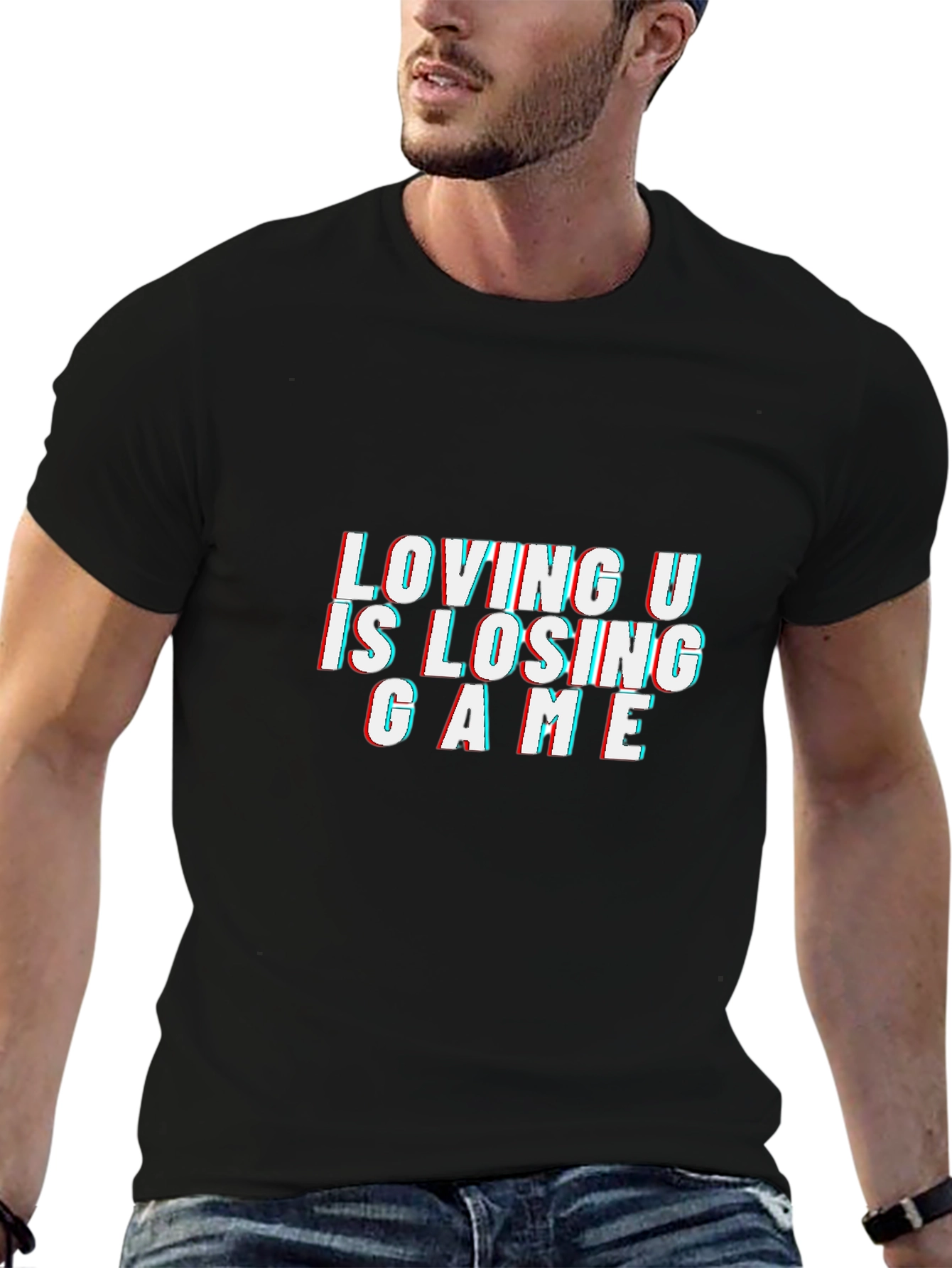 Loving U Is Losing Game Black Graphic Tee