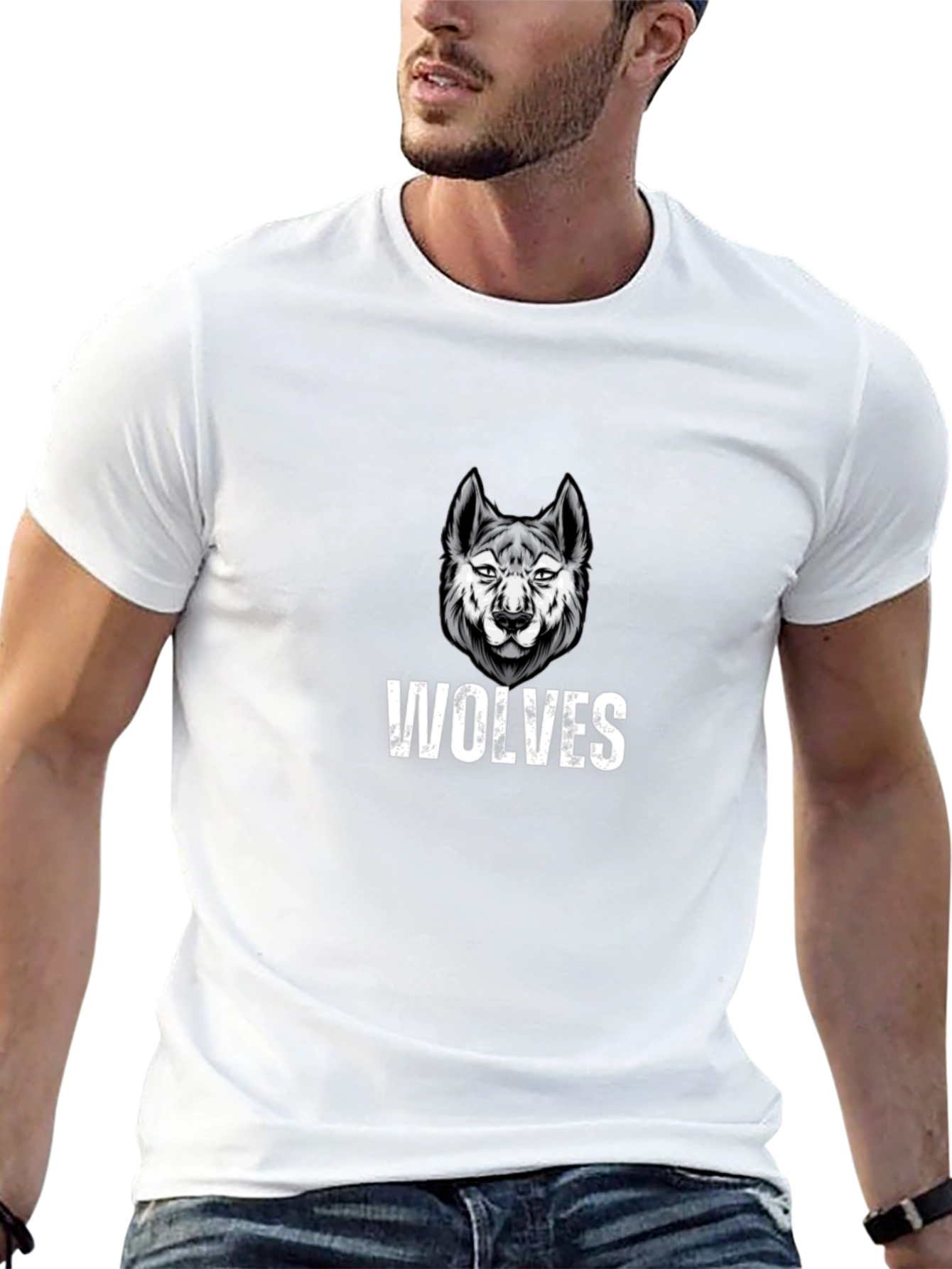 Wolves Graphic Print Black T-Shirt