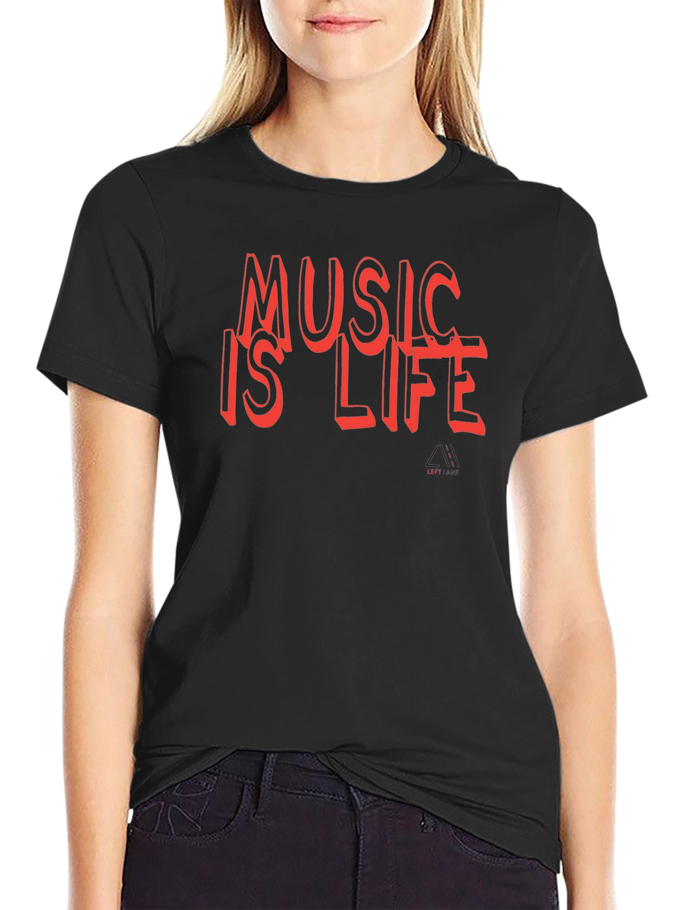 Music is Life Graphic Tee - Black Cotton T-Shirt