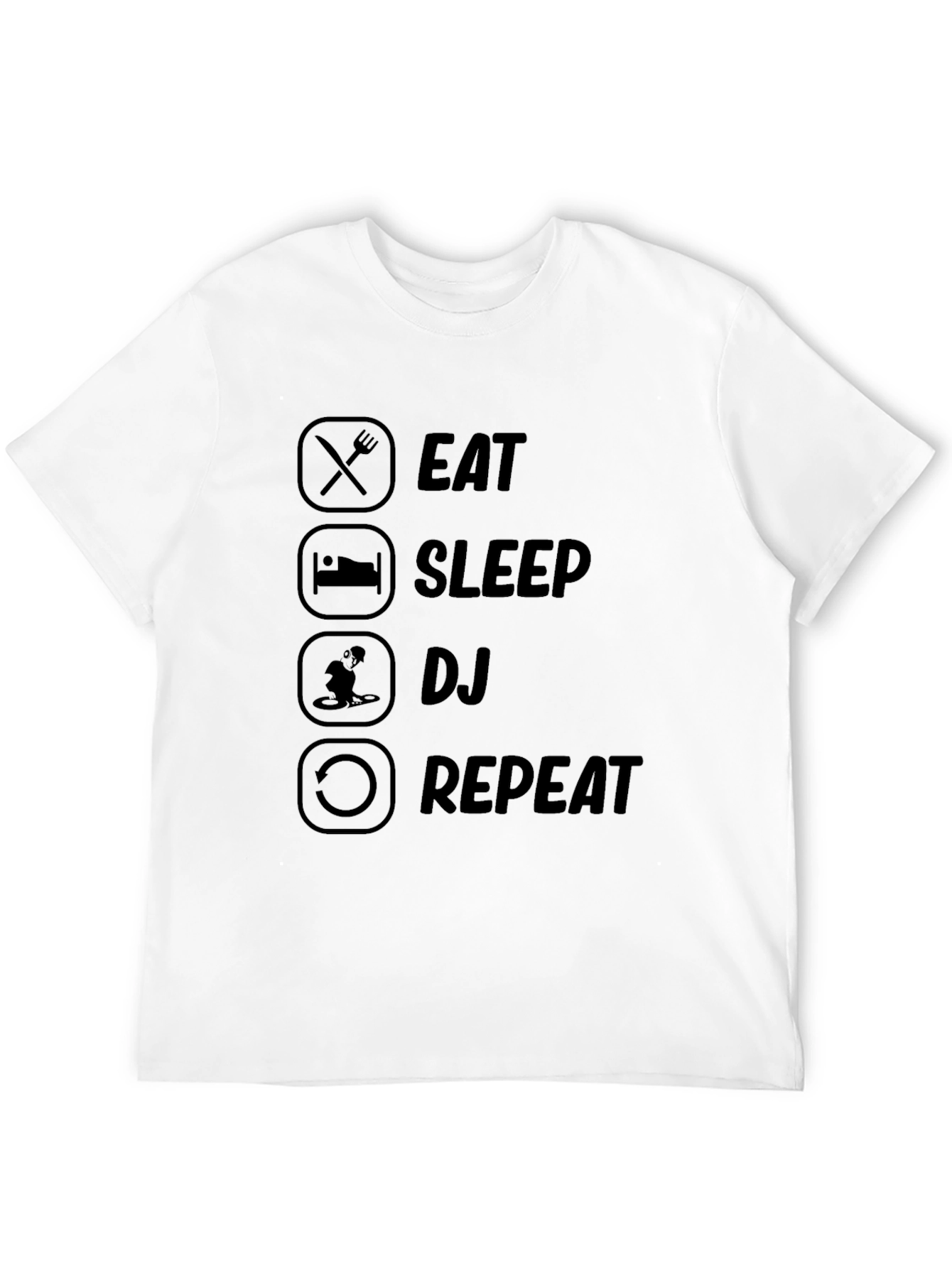 Eat Sleep DJ Repeat Black Graphic T-Shirt
