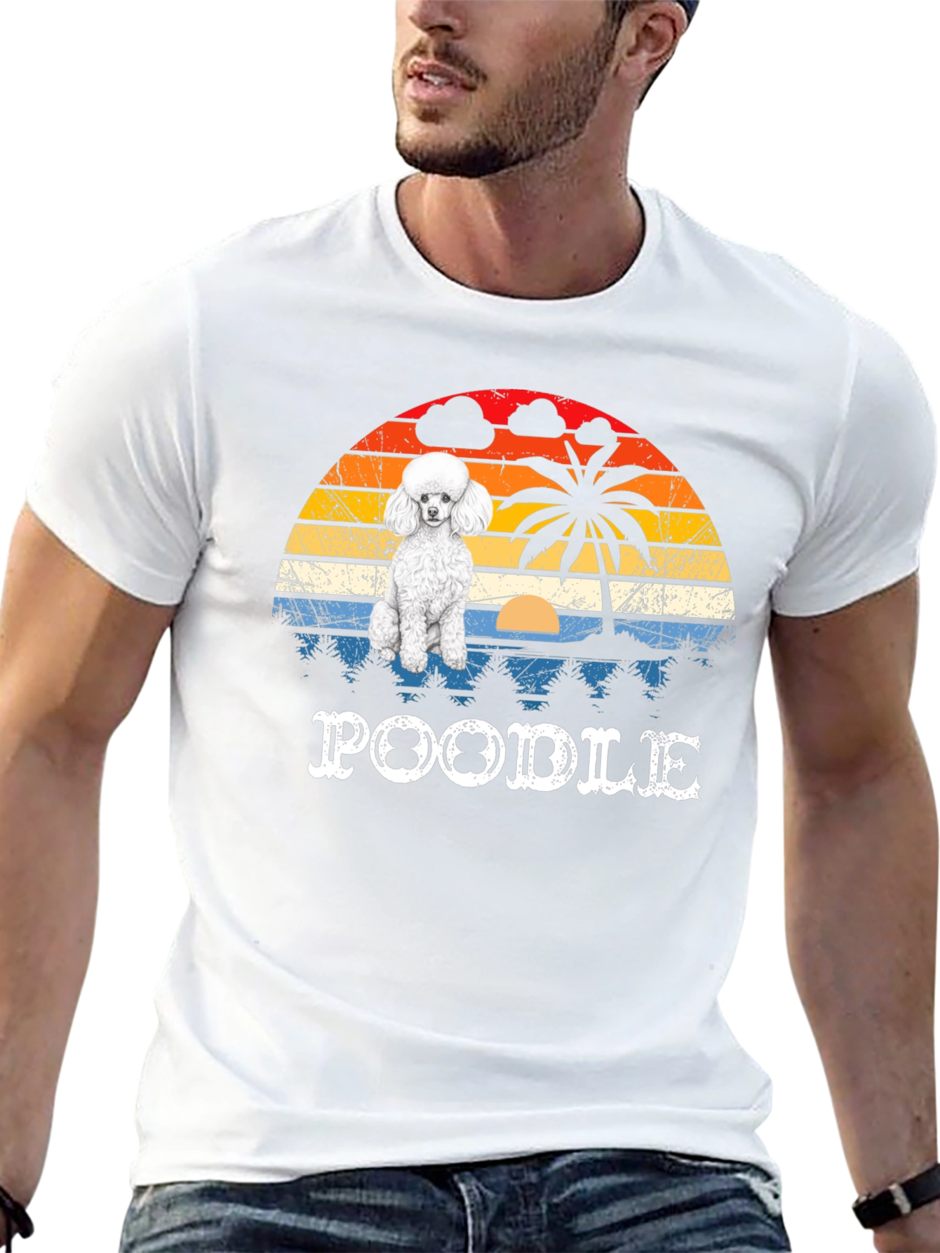 Retro Poodle Sunset Graphic Tee