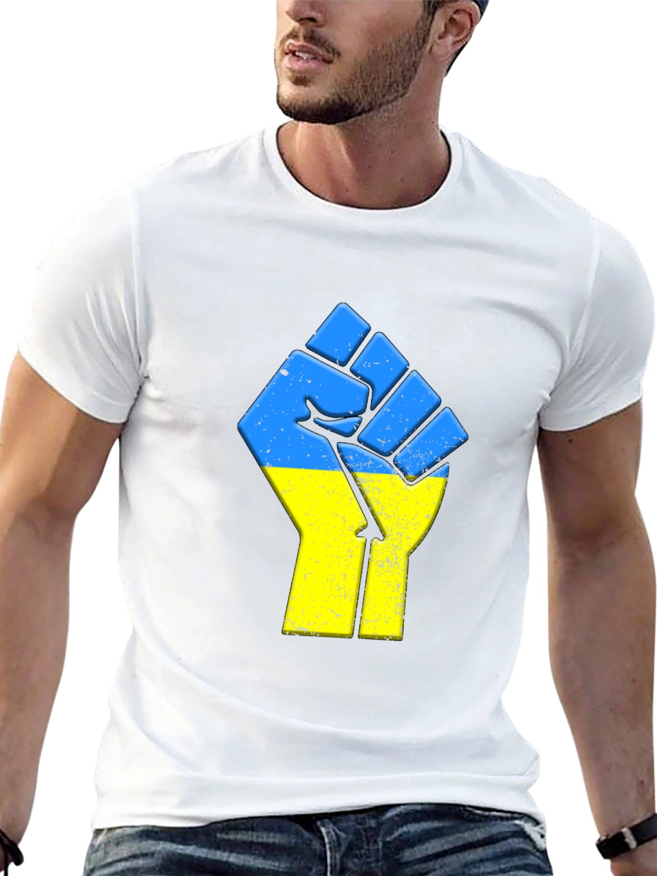 Ukraine Flag Fist Black T-Shirt Support Freedom