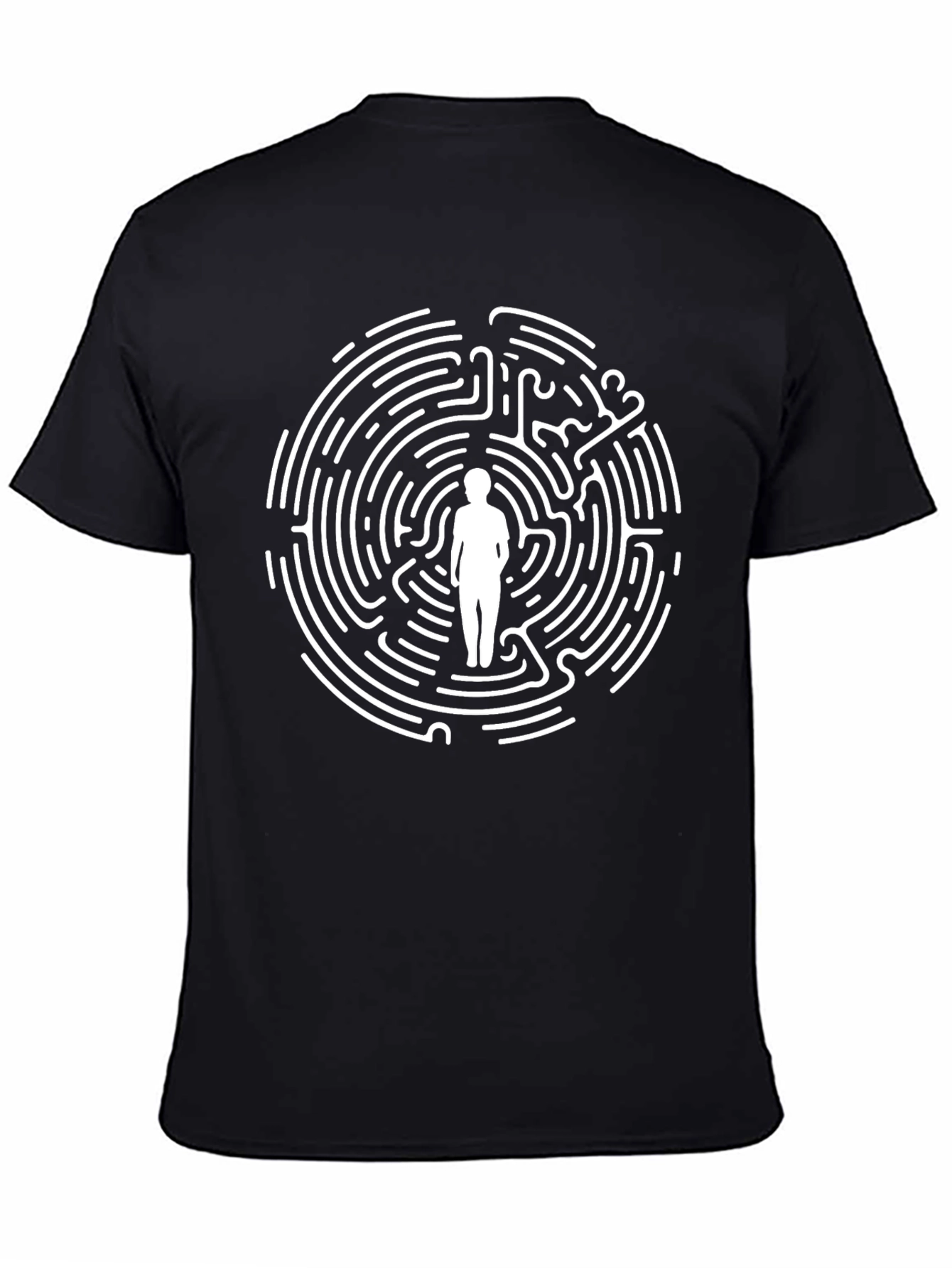 Maze Man Graphic Tee - Black Cotton T-Shirt