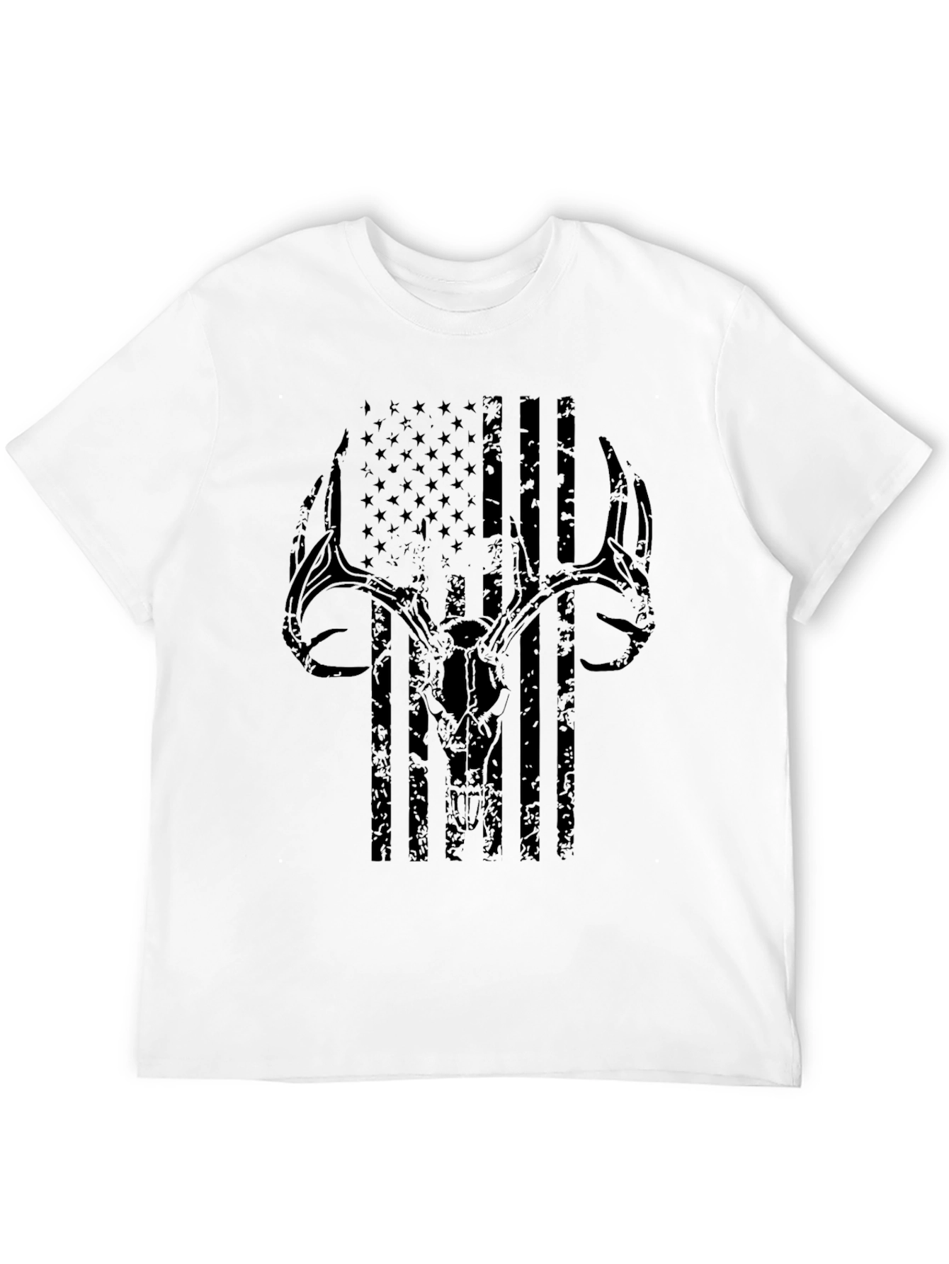 Deer Skull USA Flag Graphic T-Shirt